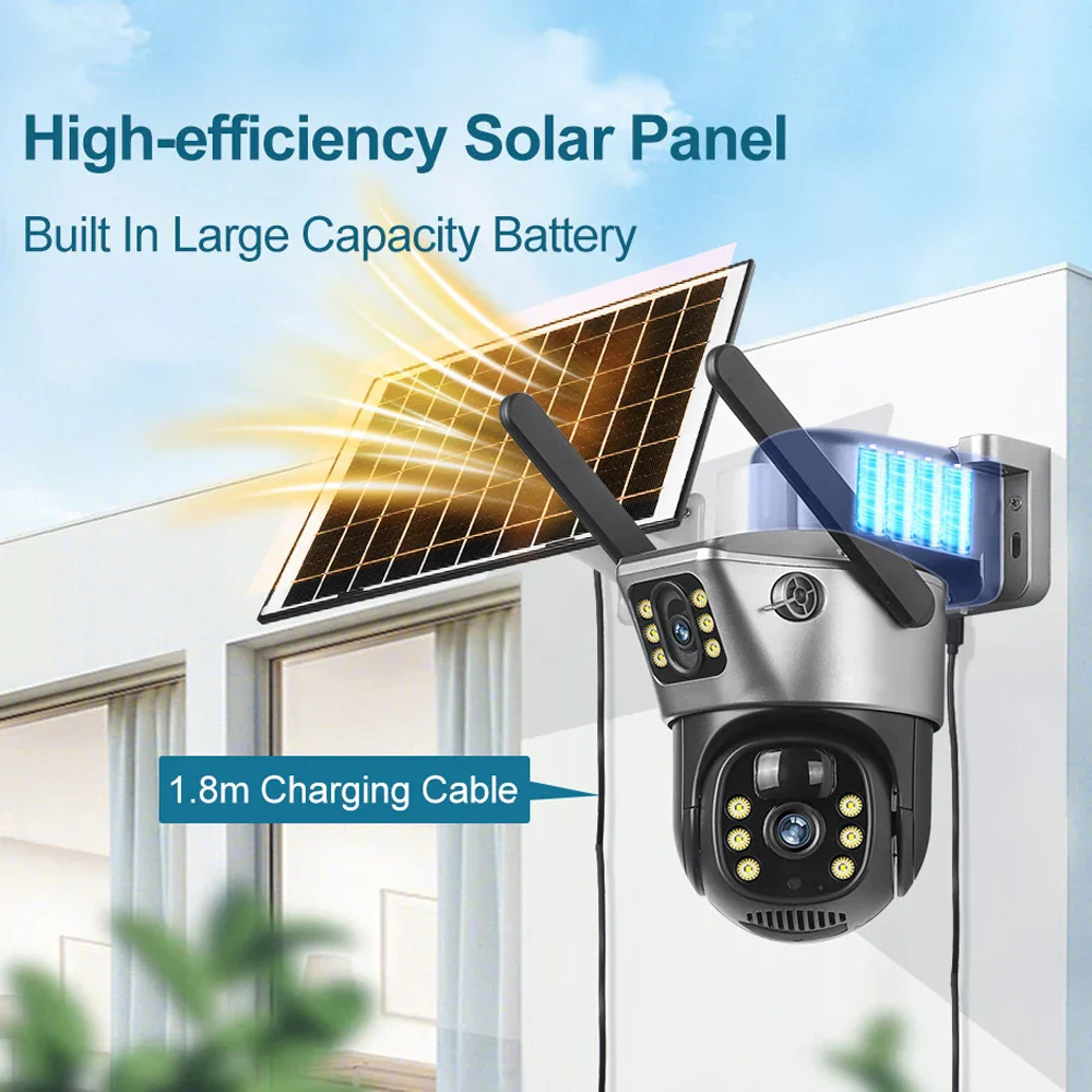 4G WiFi Solar Security Camera Dual Lens 8MP 4K PIR Night Vision Outdoor CCTV - Image 3