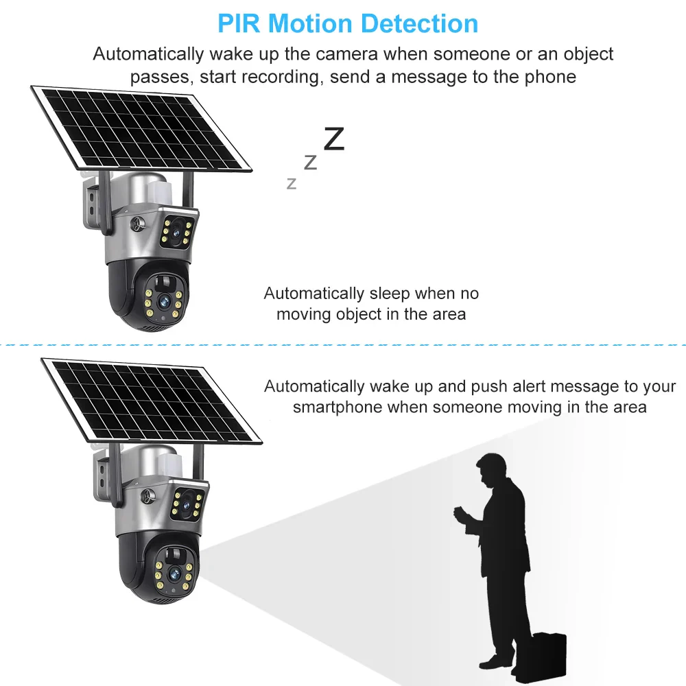 4G WiFi Solar Security Camera Dual Lens 8MP 4K PIR Night Vision Outdoor CCTV - Image 5