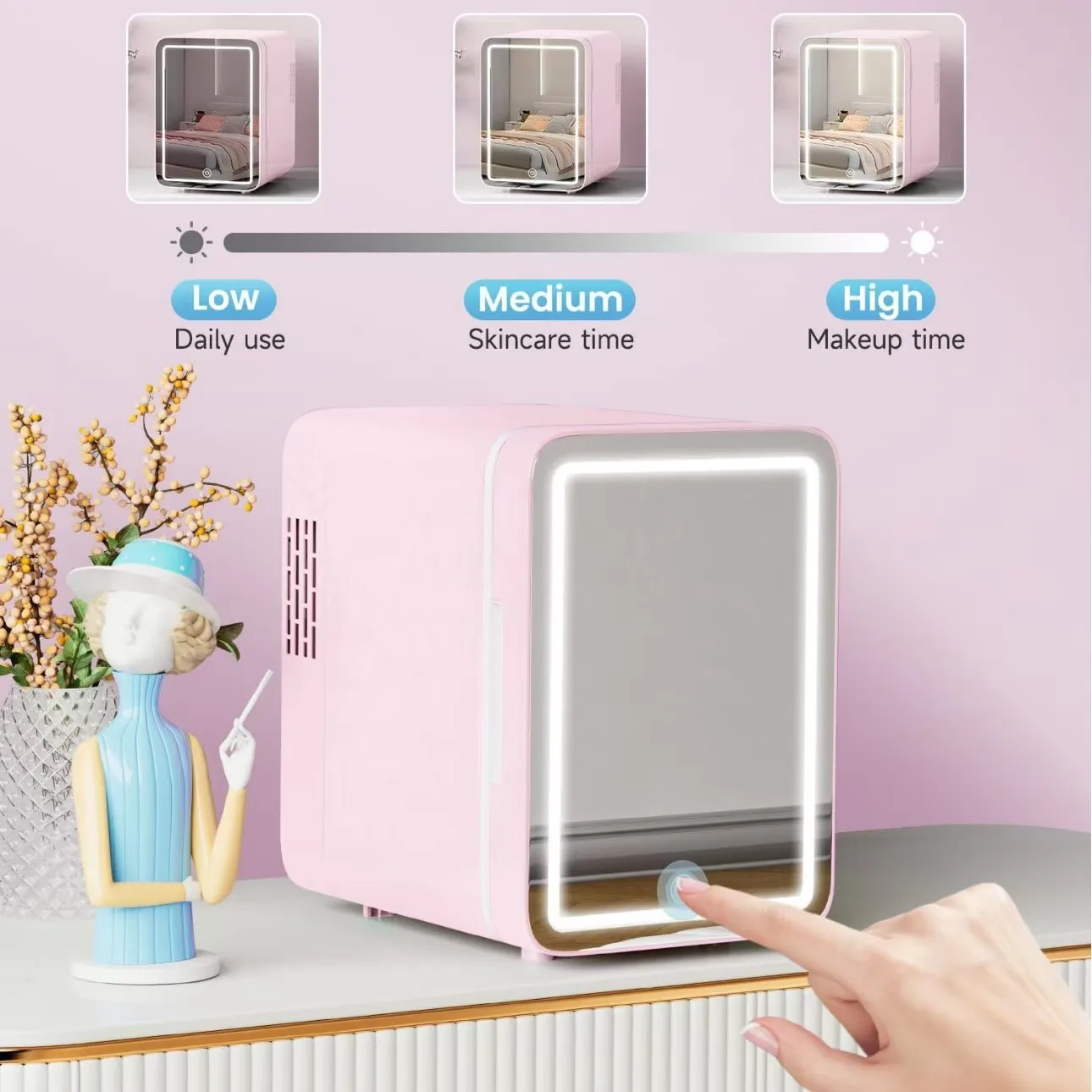4L Mini Beauty Fridge for Cosmetics Skincare Portable with Built-in LED Light - Image 4