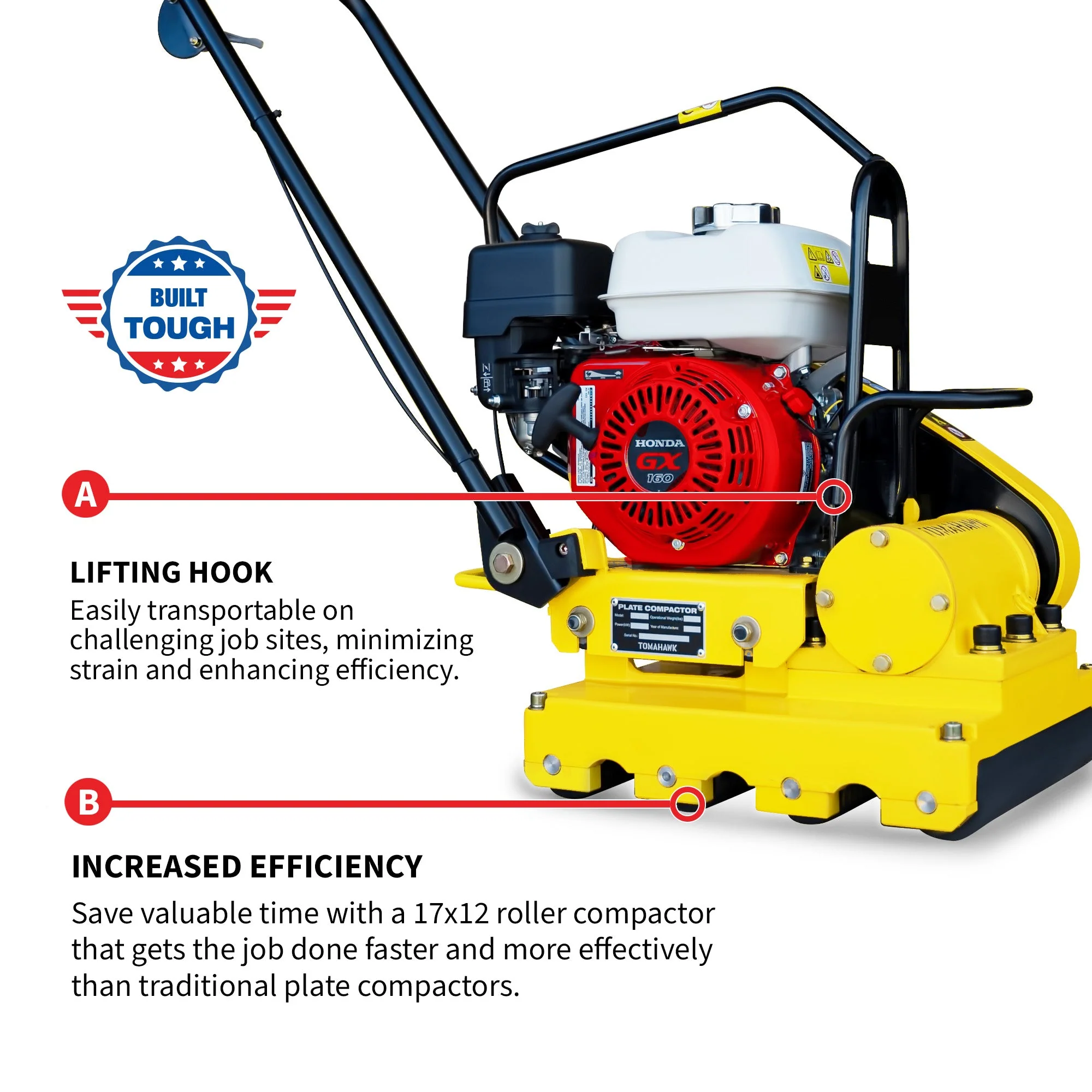 5.5 HP Honda Paver Roller Compactor 17x12 for Pavers, Bricks, Stone, Sand Compaction - Image 4