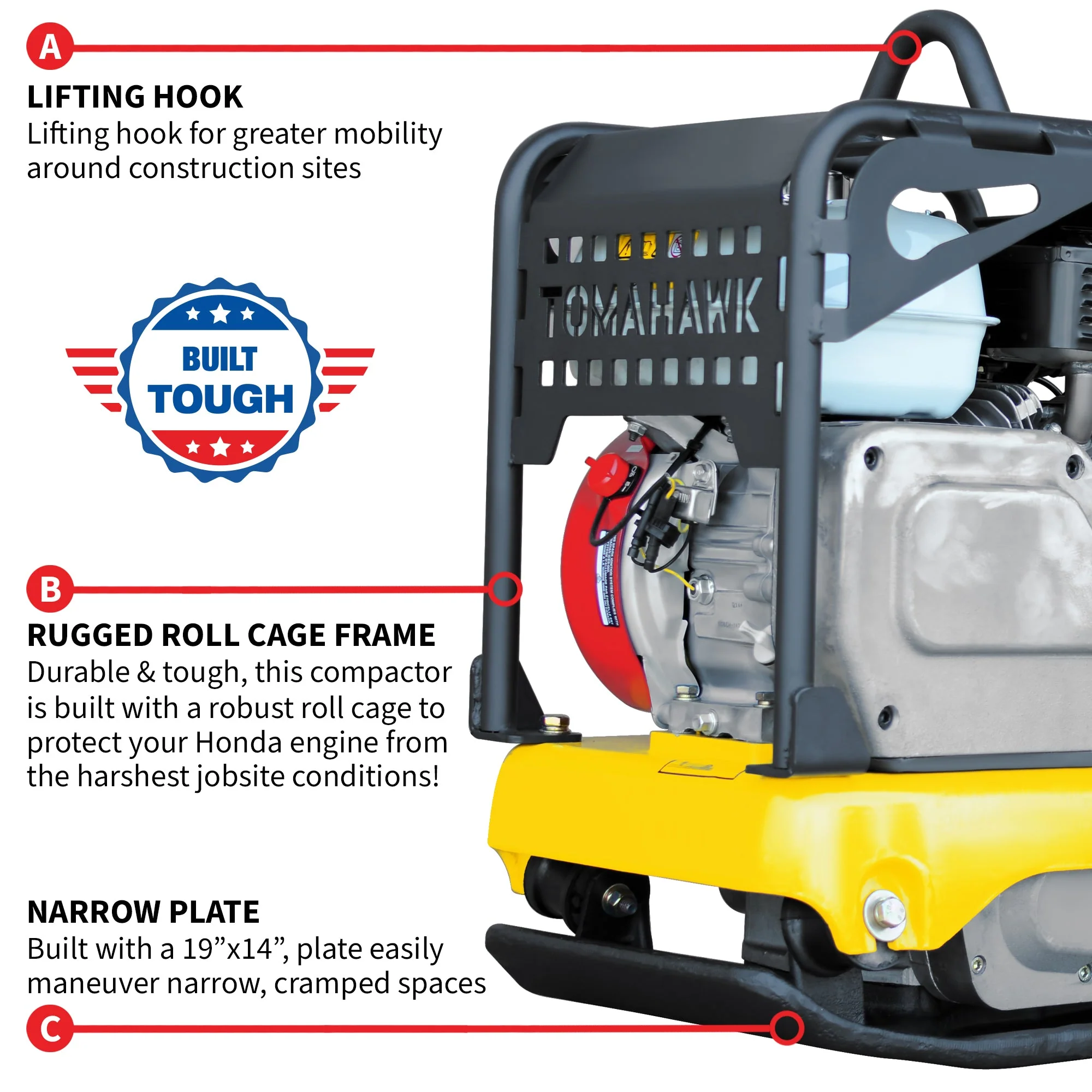 5.5 HP Honda Reverse Plate Compactor 19x14 Plate for Asphalt, Aggregate, Cohesive Soil Compaction - Image 5