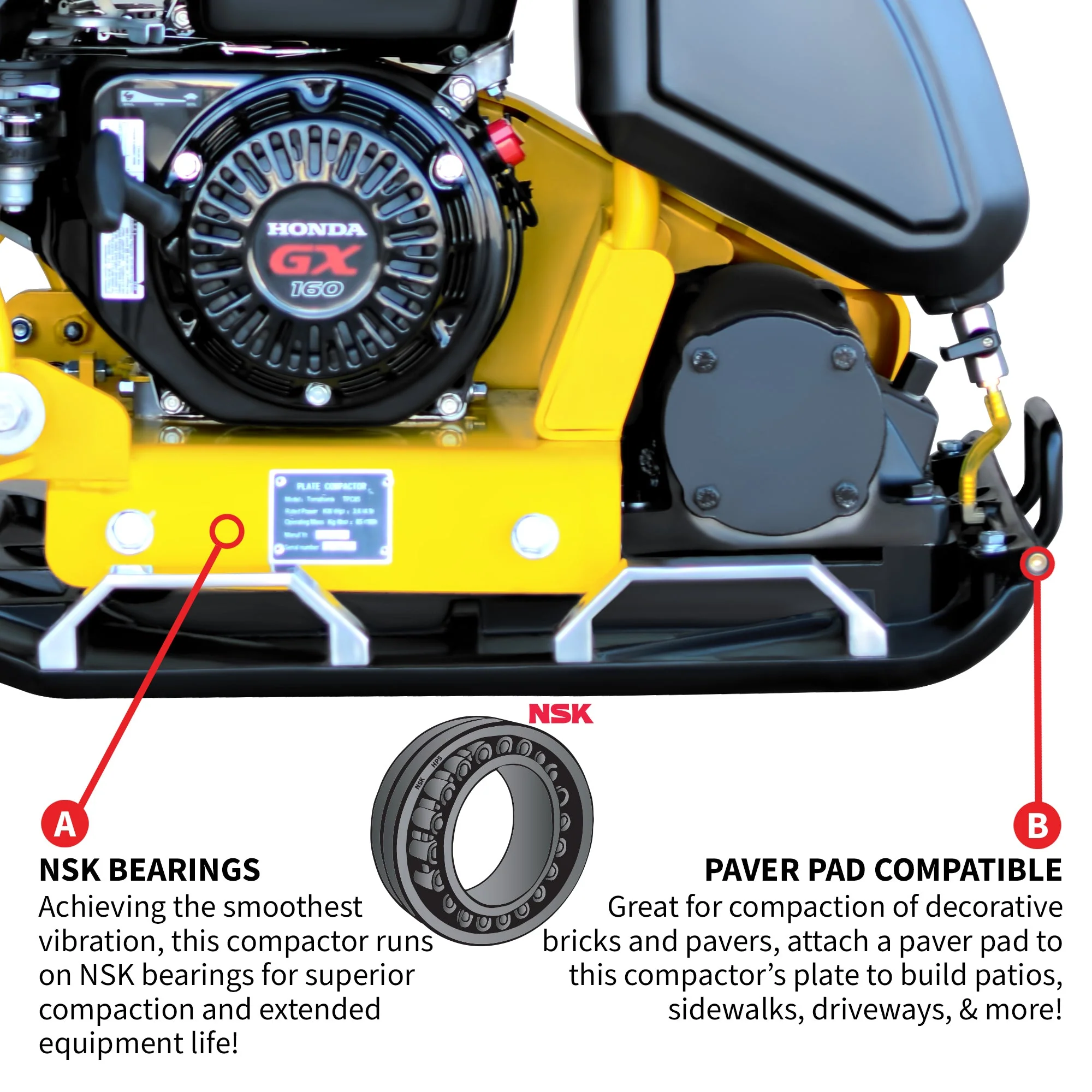5.5 HP Honda Vibratory Plate Compactor 23x17" for Soil Asphalt Paver Compaction - Image 6