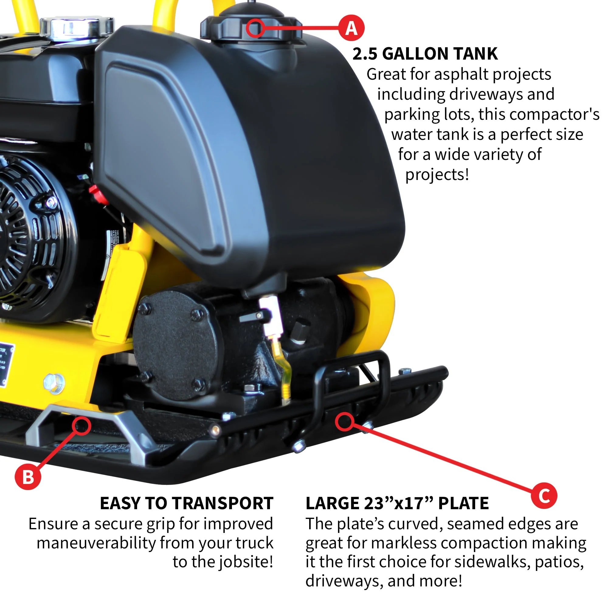 5.5 HP Honda Vibratory Plate Compactor 23x17" for Soil Asphalt Paver Compaction - Image 7
