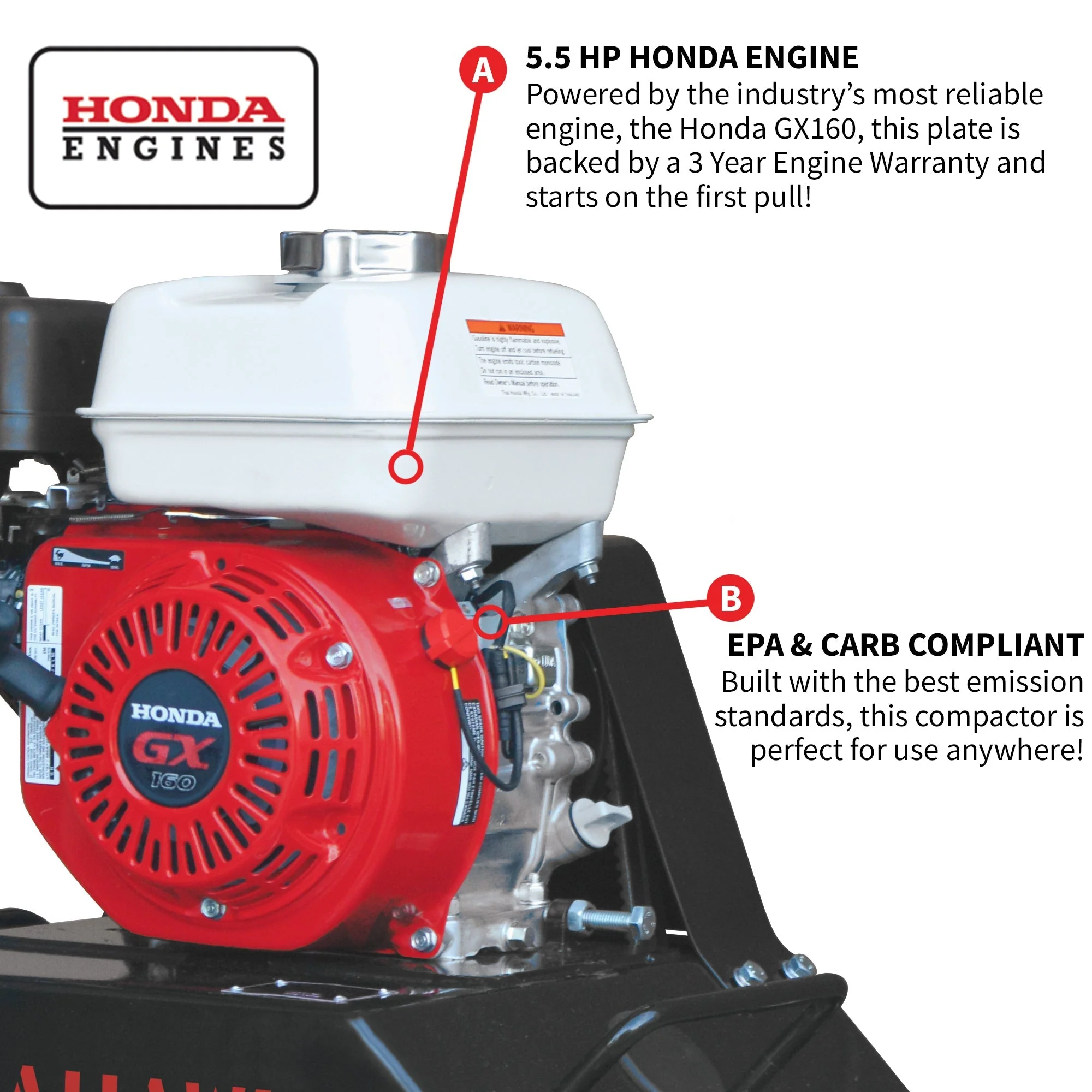5.5 HP Honda Vibratory Plate Compactor Tamper for Ground, Gravel, Dirt, Asphalt, Compaction - Image 6