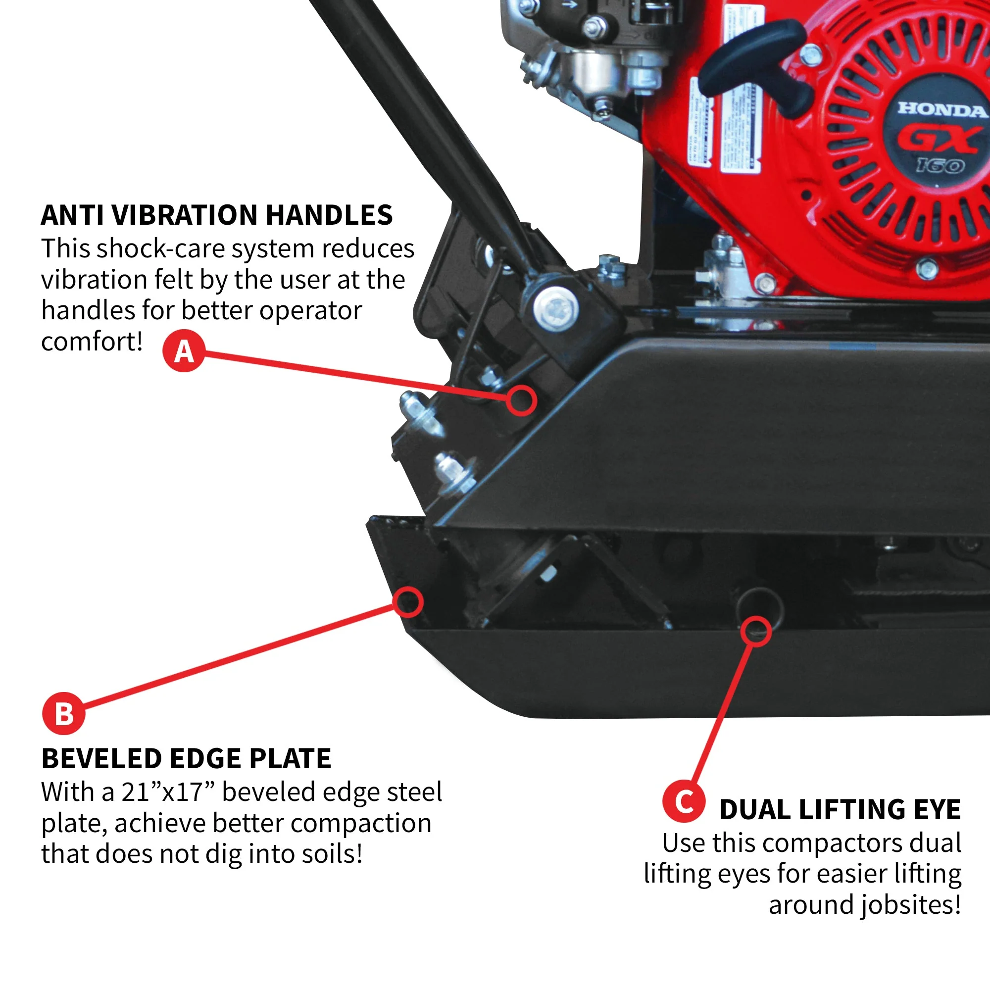 5.5 HP Honda Vibratory Plate Compactor Tamper for Ground, Gravel, Dirt, Asphalt, Compaction - Image 7