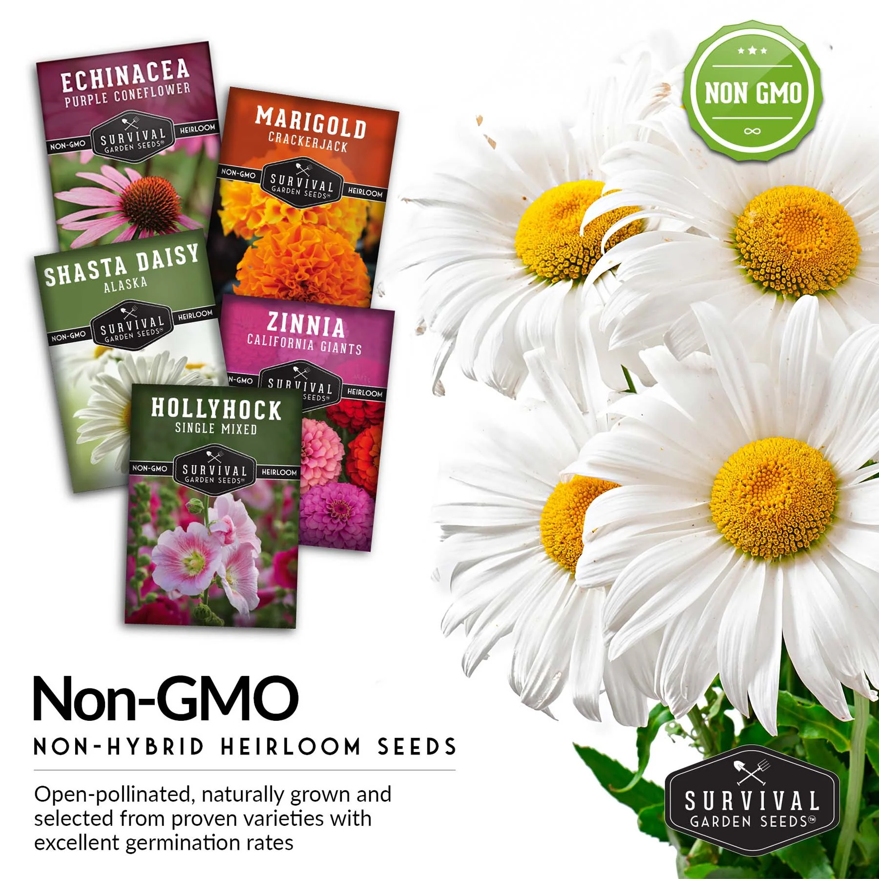 5-Variety Heirloom Flower Seed Collection – Non-GMO Annual & Perennial Blooms for Pollinator Gardens and Cut Arrangements - Image 4