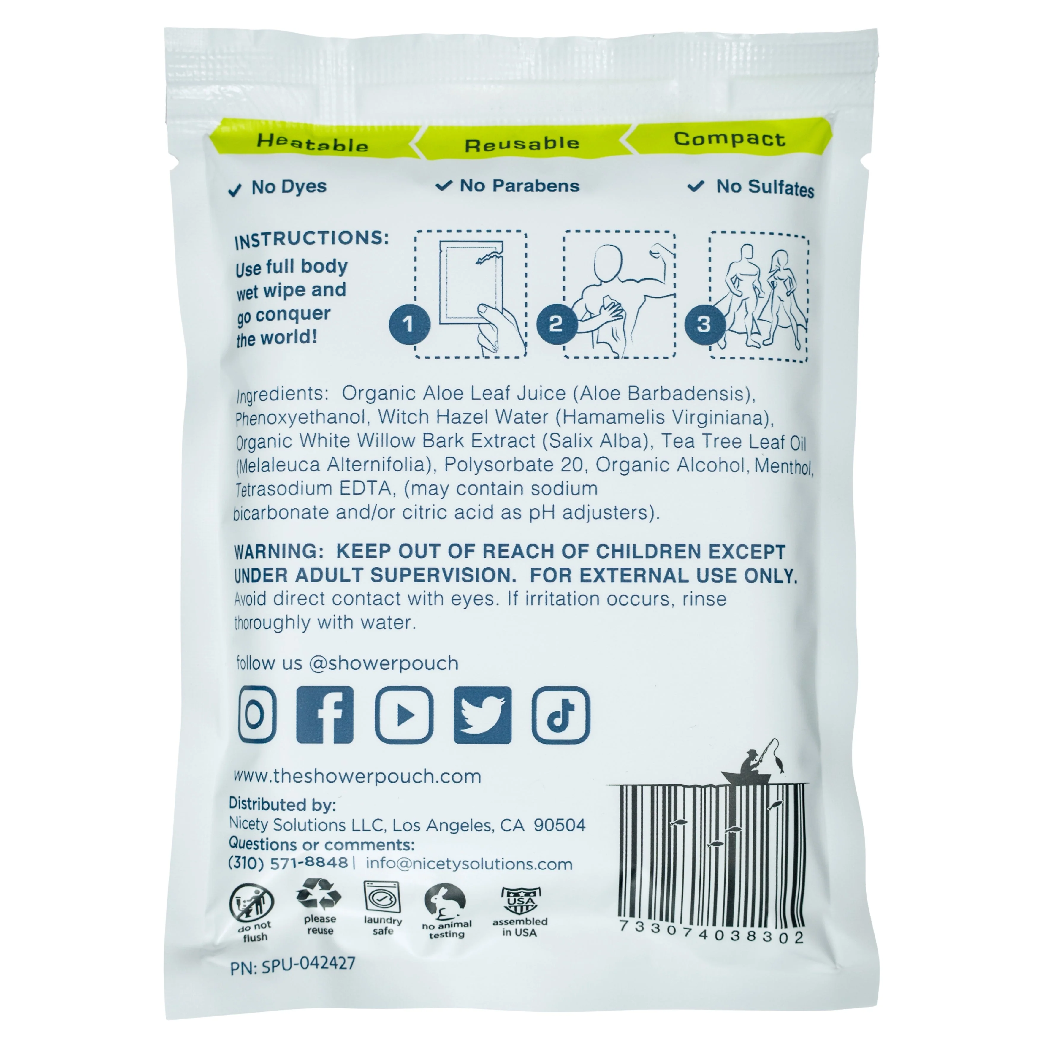 5-pack Shower Pouch XL (2' x 1') Body Wipes - Image 18