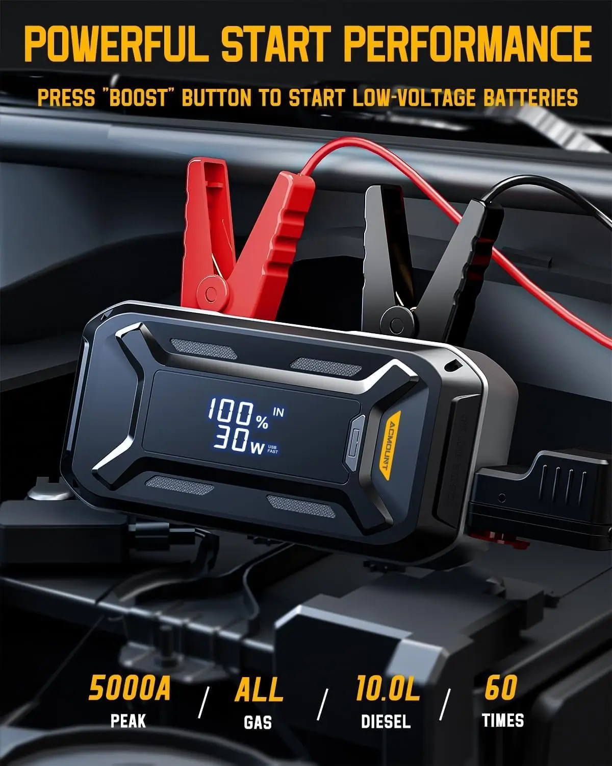 5000A Car Jump Starter 12V Portable Battery Booster Power Bank for Gas Diesel - Image 3