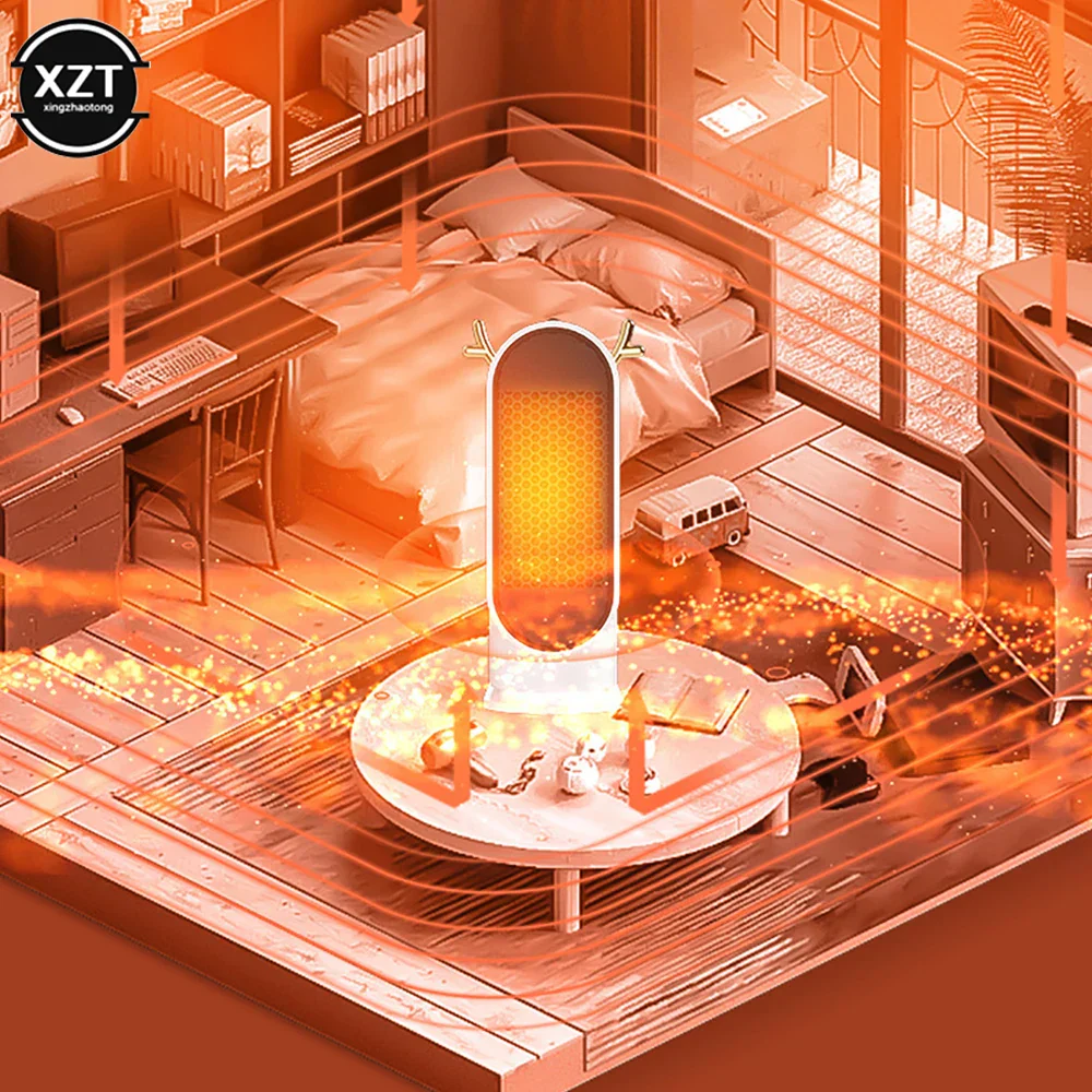 500W Desktop Electric Heater Smart Thermostat Fan Heater Fast Heating for Home - Image 2