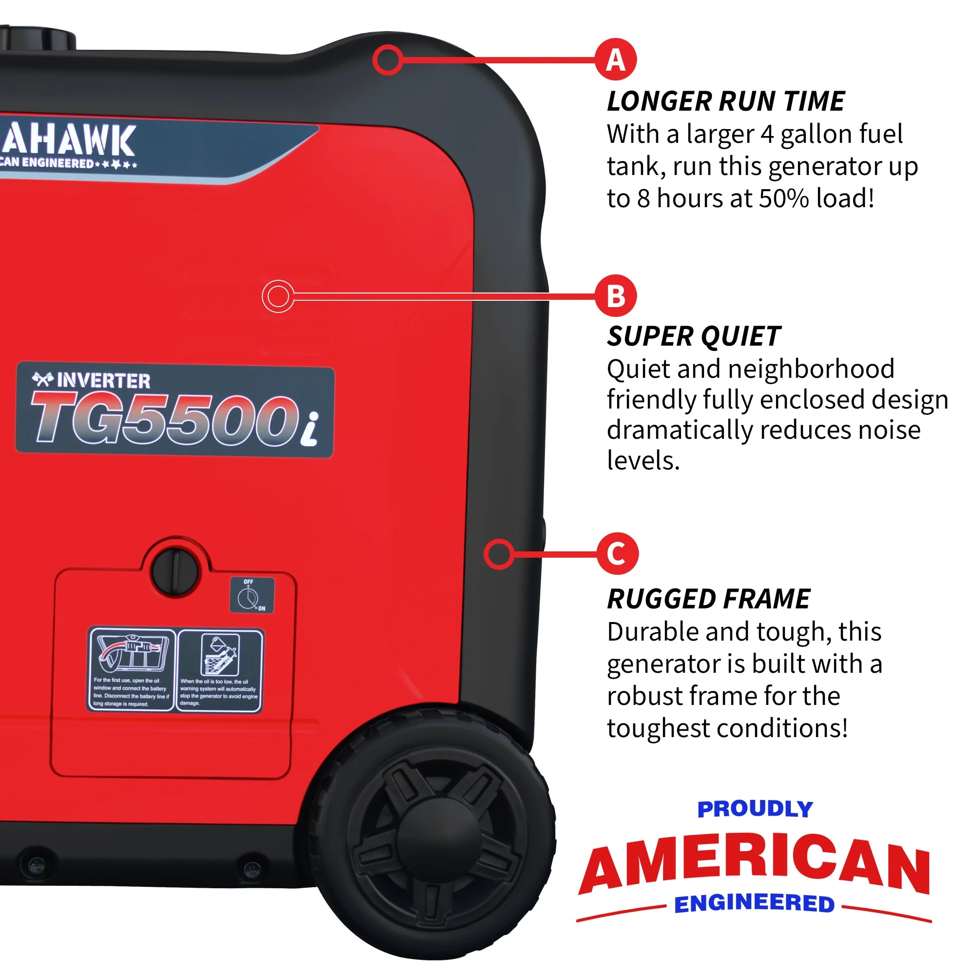 5500 Watt Inverter Generator Super Quiet Portable Gas Power Professional Use - Image 6