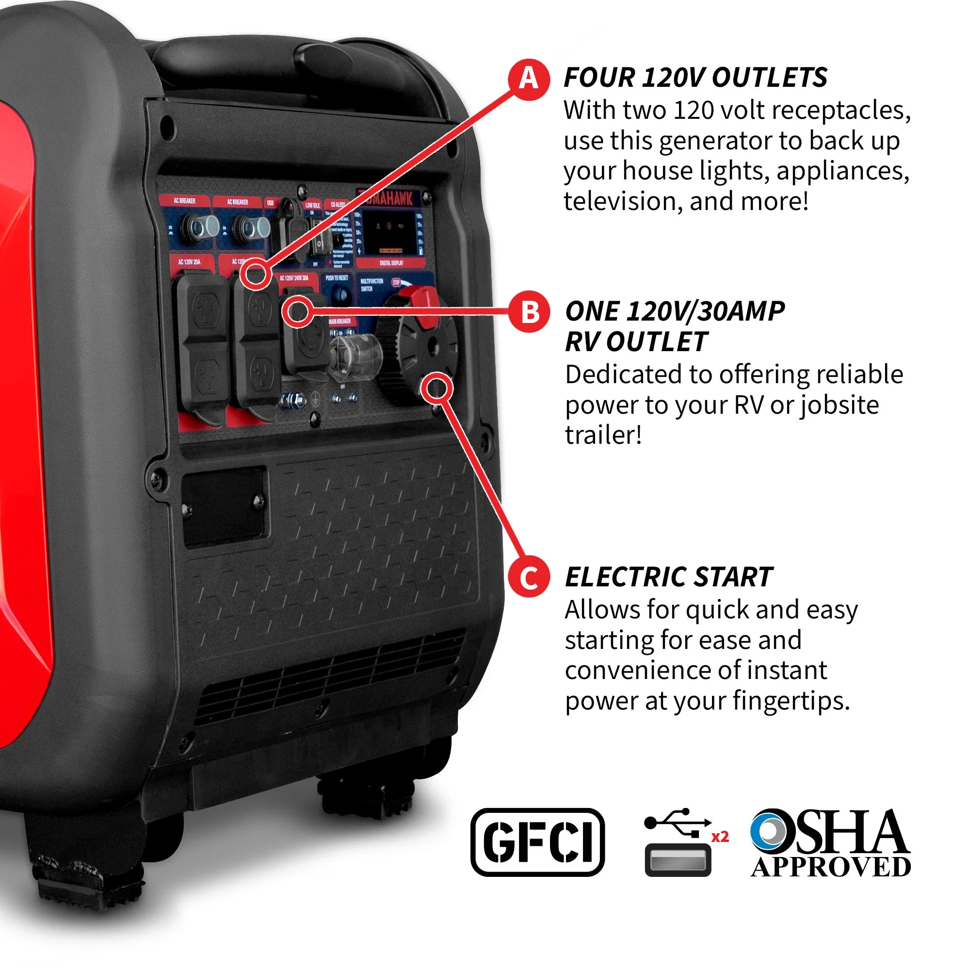 5500 Watt Inverter Generator Super Quiet Portable Gas Power Professional Use - Image 8