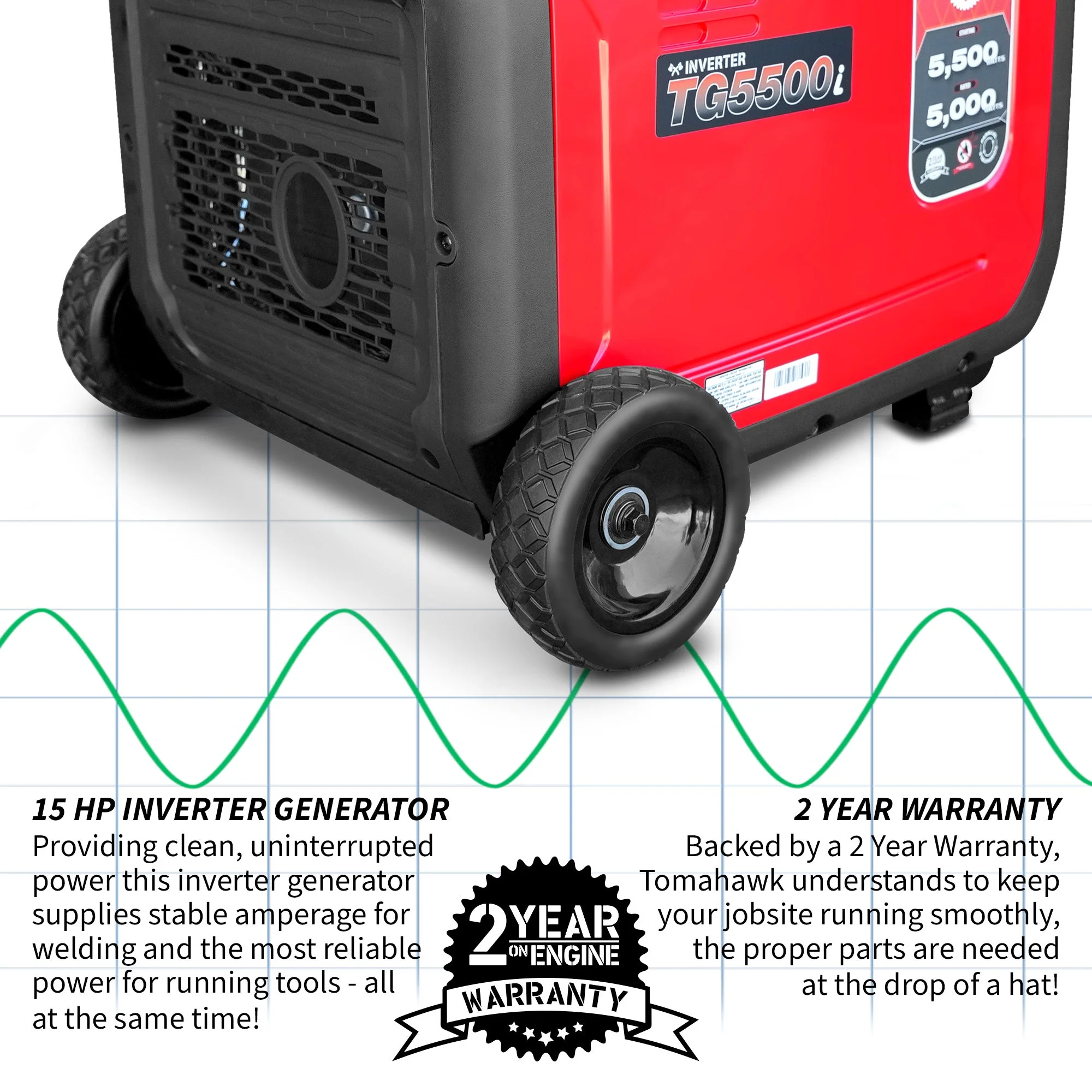 5500 Watt Inverter Generator Super Quiet Portable Gas Power Professional Use - Image 9