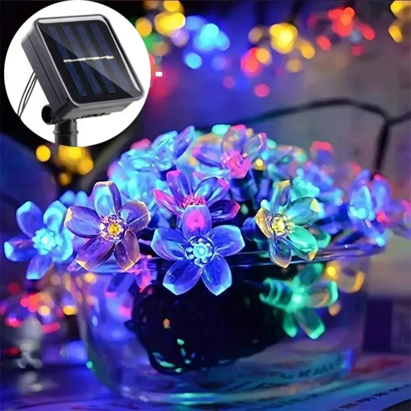 5M 20LED Solar String Lights Cherry Flower Outdoor Waterproof Battery Garden Party - Image 2