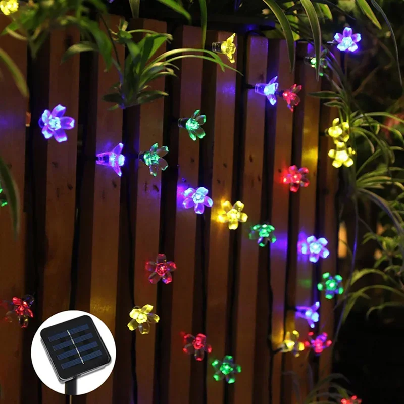 5M 20LED Solar String Lights Cherry Flower Outdoor Waterproof Battery Garden Party - Image 7