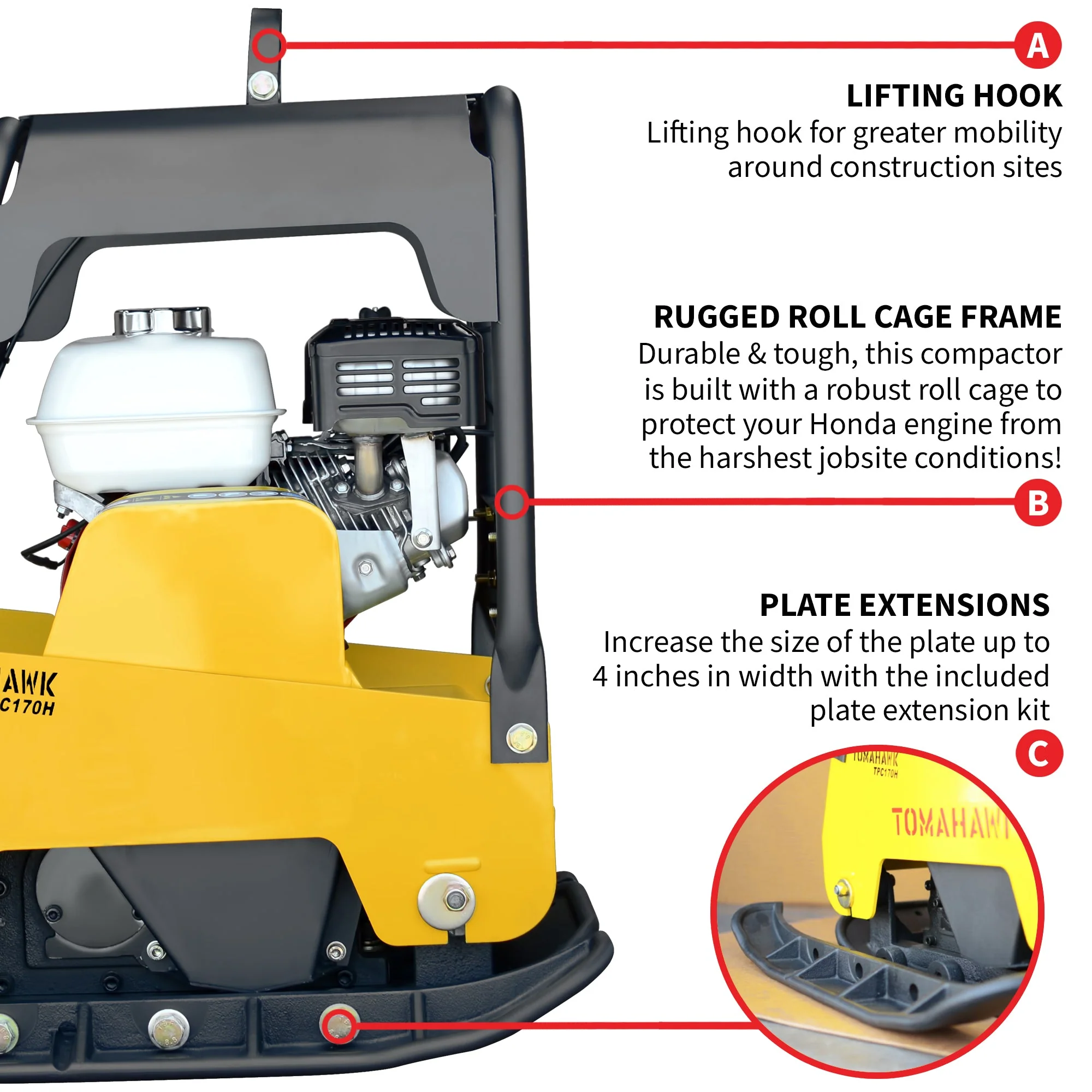 6.5 HP Honda Reverse Hydraulic Plate Compactor for Asphalt, Aggregate, Cohesive Soil Compaction - Image 6