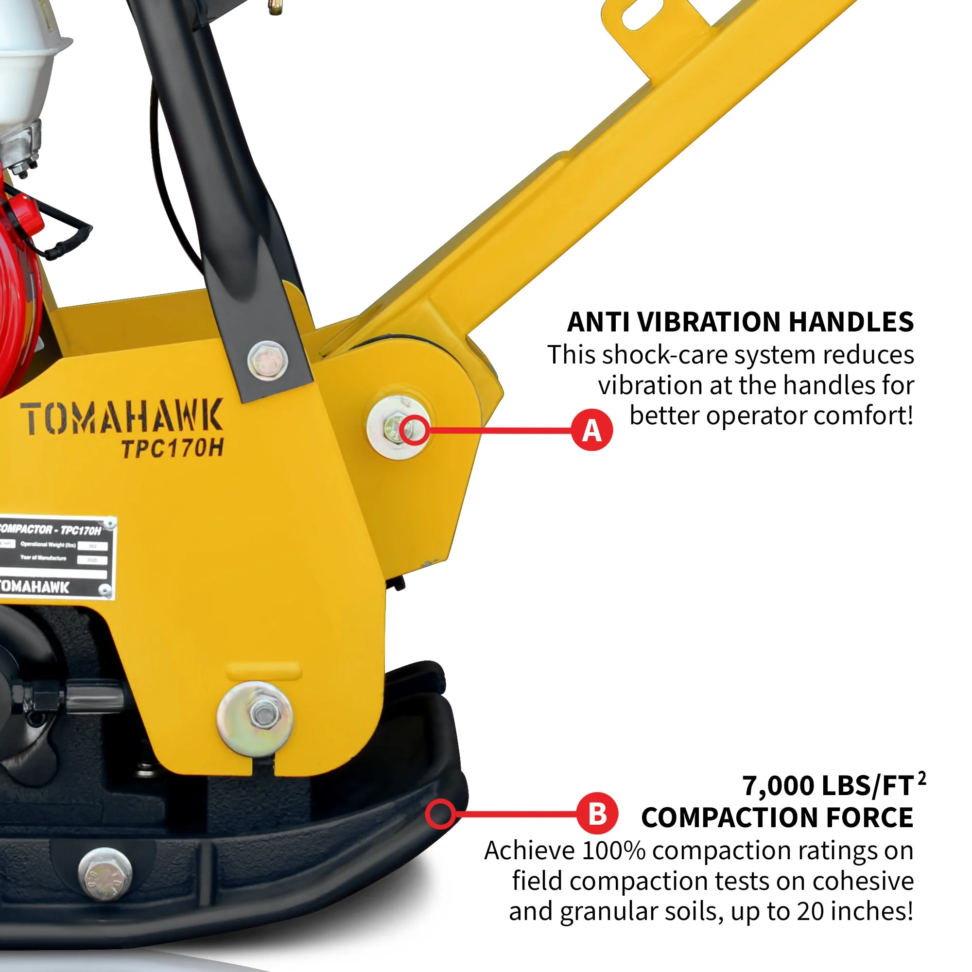6.5 HP Honda Reverse Hydraulic Plate Compactor for Asphalt, Aggregate, Cohesive Soil Compaction - Image 8