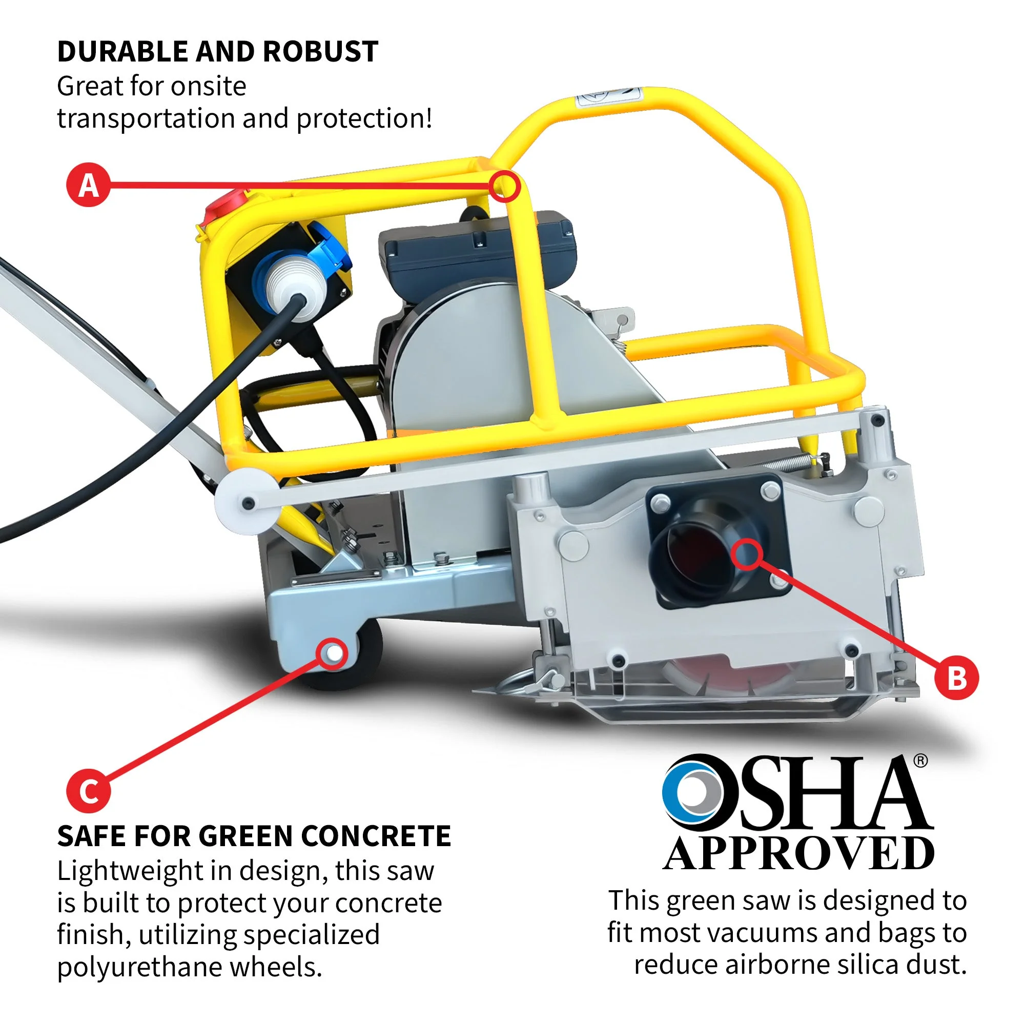 6" Electric Early Entry Green Concrete Saw with 110V Motor - Image 3