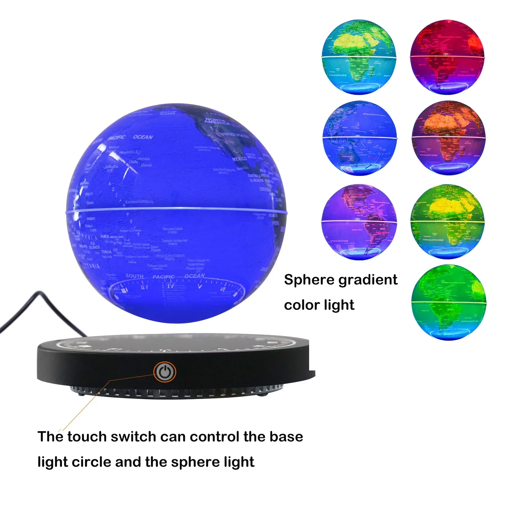 6 Inch Floating Levitating Globe RGB Light Magnetic World Map Desk Decor Gift - Image 4