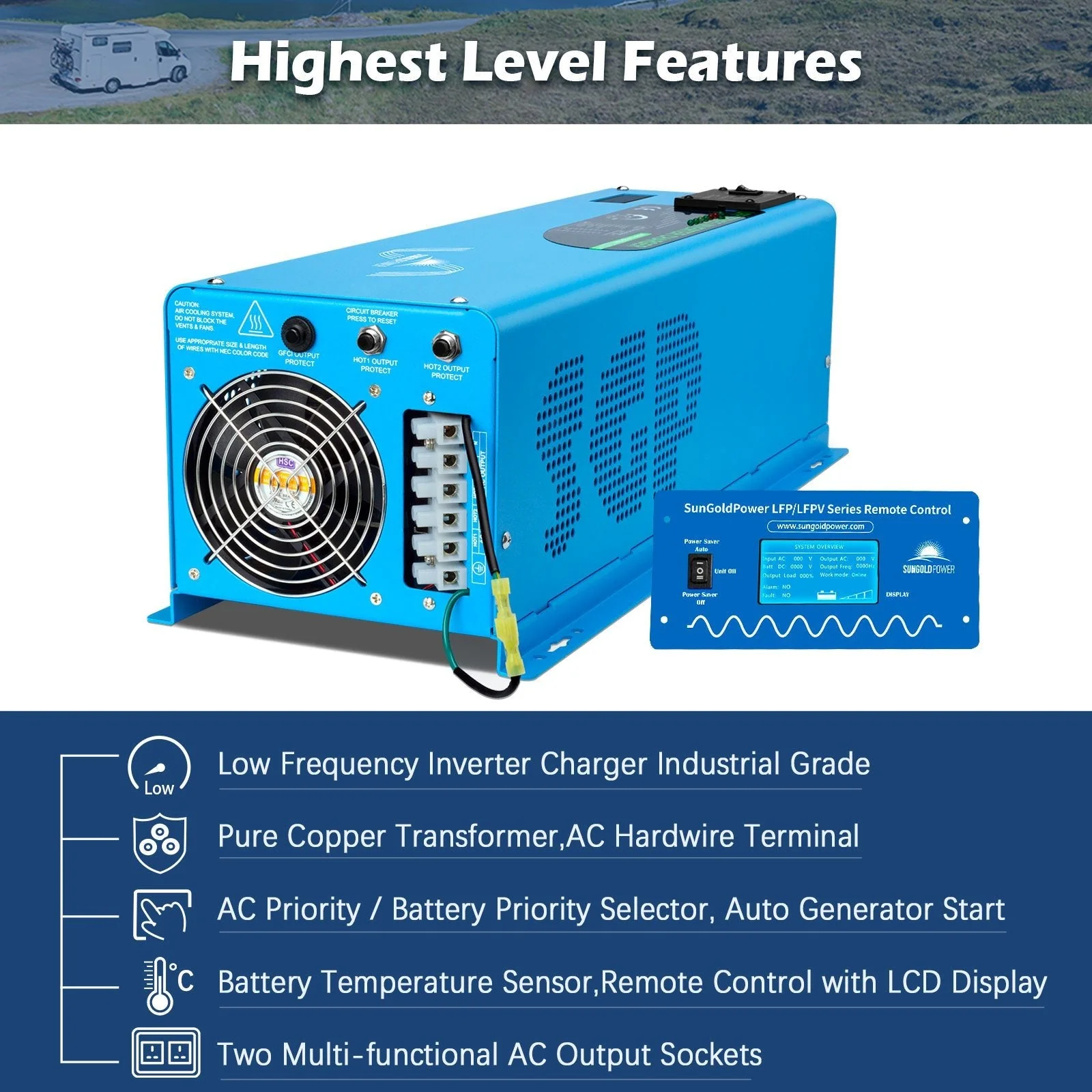 6000W DC 24V/ 48V Split Phase Pure Sine Wave Inverter With Charger - Image 3