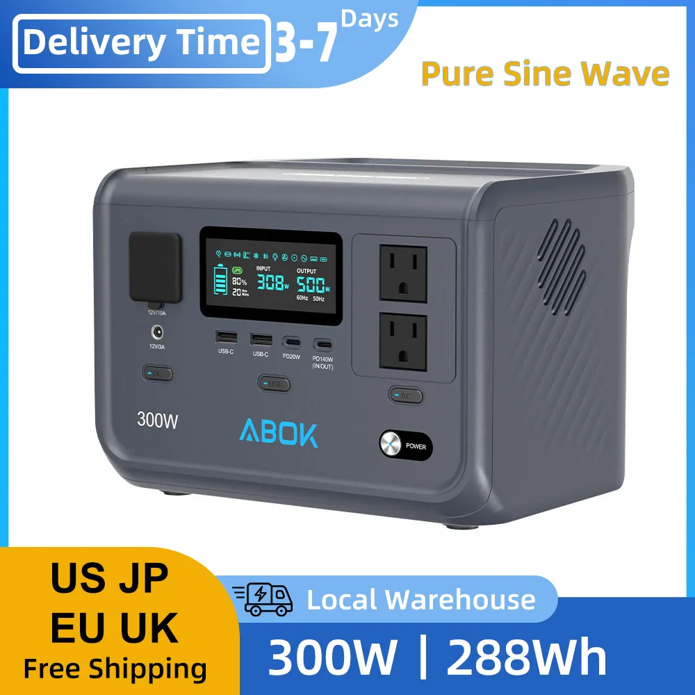 600W Peak Portable Power Station 2x300W AC LiFePO4 Fast Charge for Camping & Travel - Image 2
