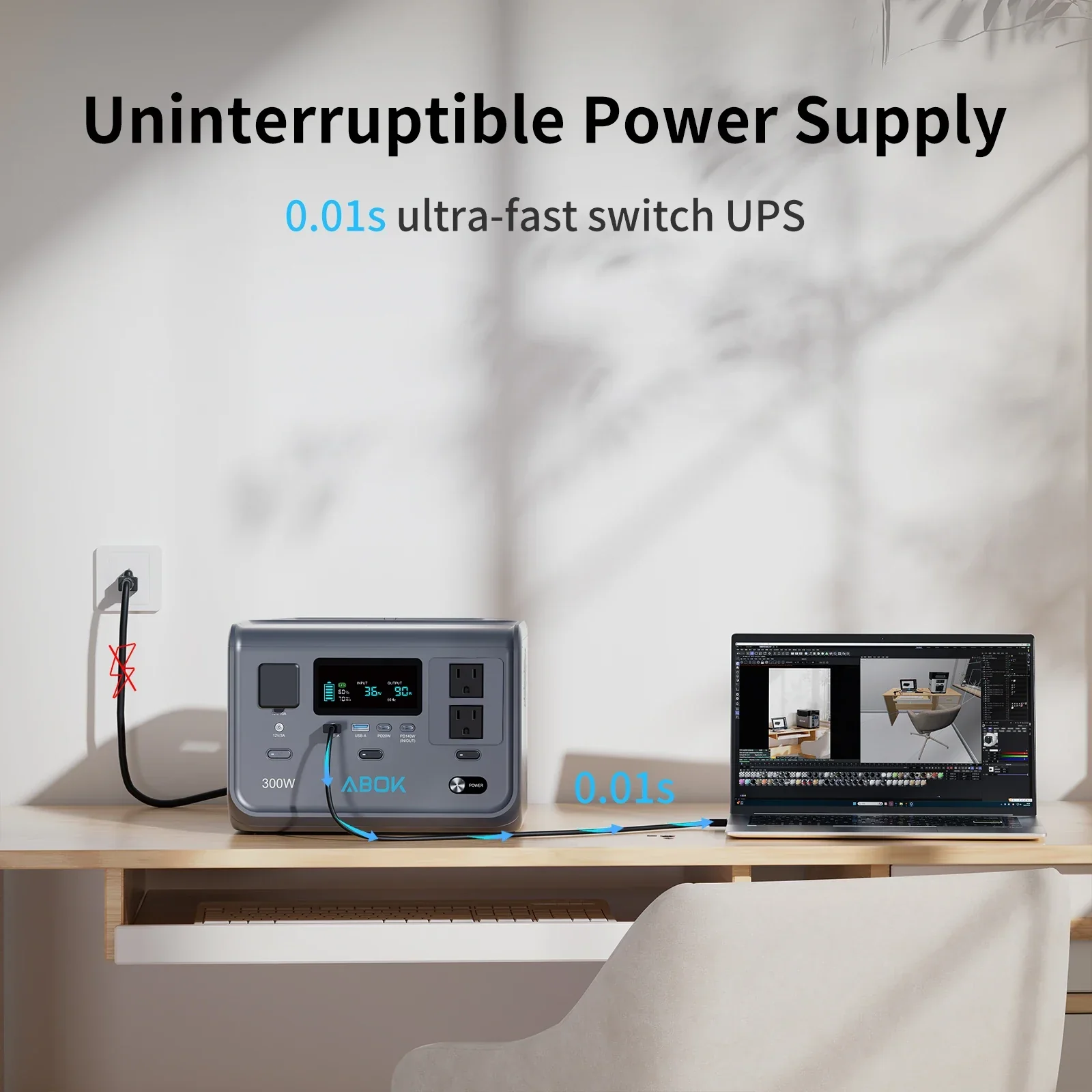 600W Peak Portable Power Station 2x300W AC LiFePO4 Fast Charge for Camping & Travel - Image 5
