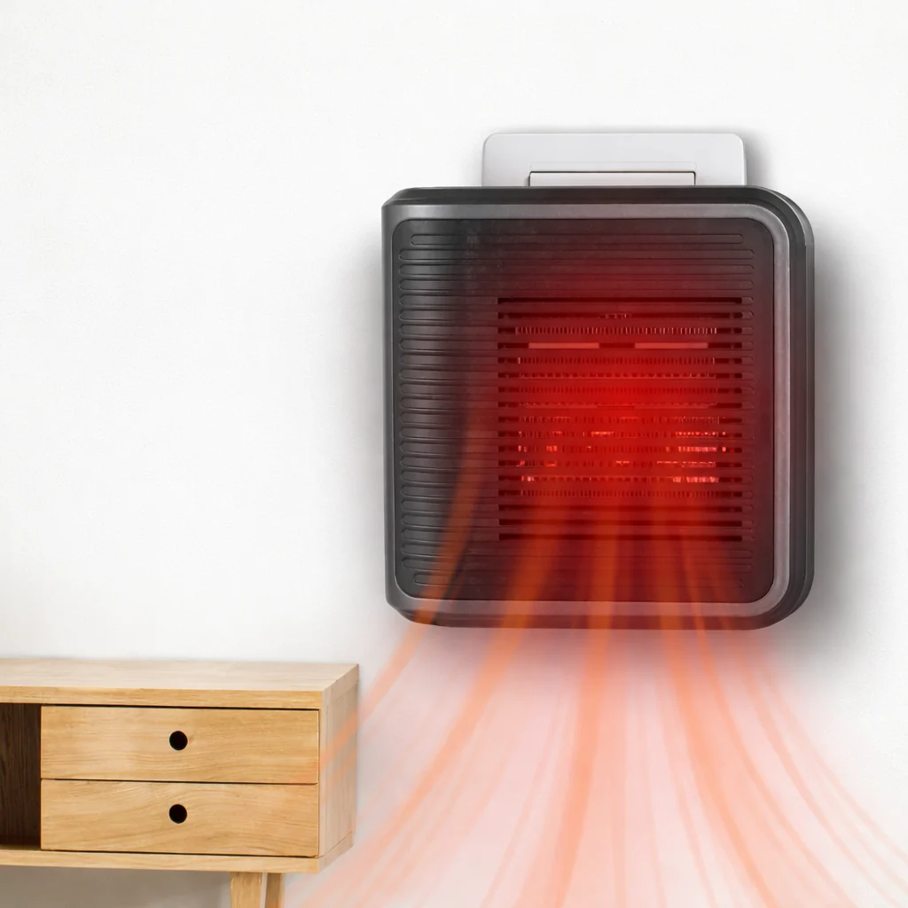 600W Plug In Wall Heater PTC Ceramic Bathroom Bedroom Mini Electric Room Heater - Image 6
