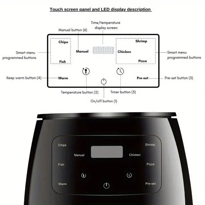 6L Digital Air Fryer Large Capacity Touch Control Non Stick Energy Saving - Image 4