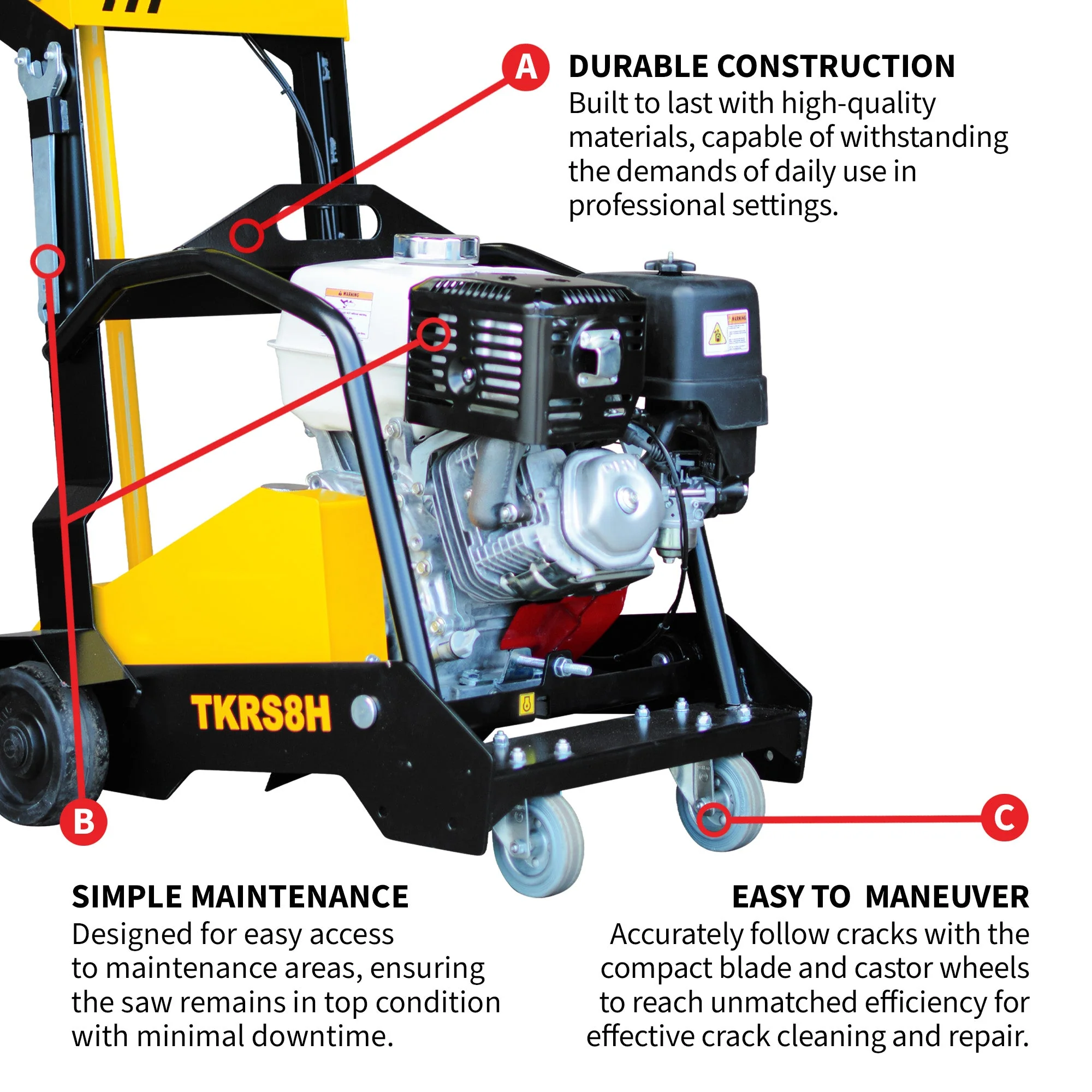 8" Crack Chaser Concrete Repair Saw with 13 HP Honda GX390 Engine - Image 7