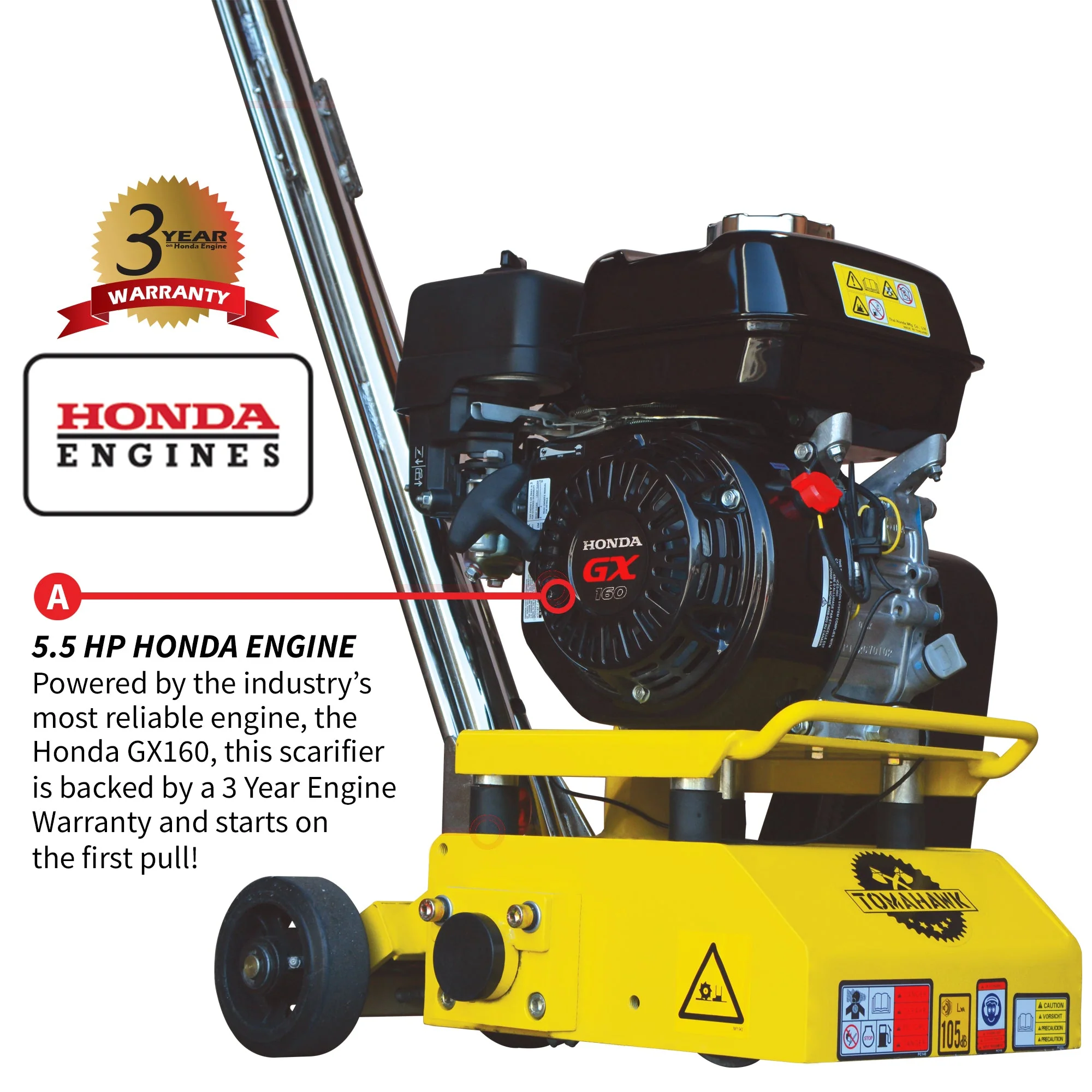 8” Gas Concrete Scarifier Planer Grinder with 5.5 HP Honda Engine Blade Bundle - Image 6