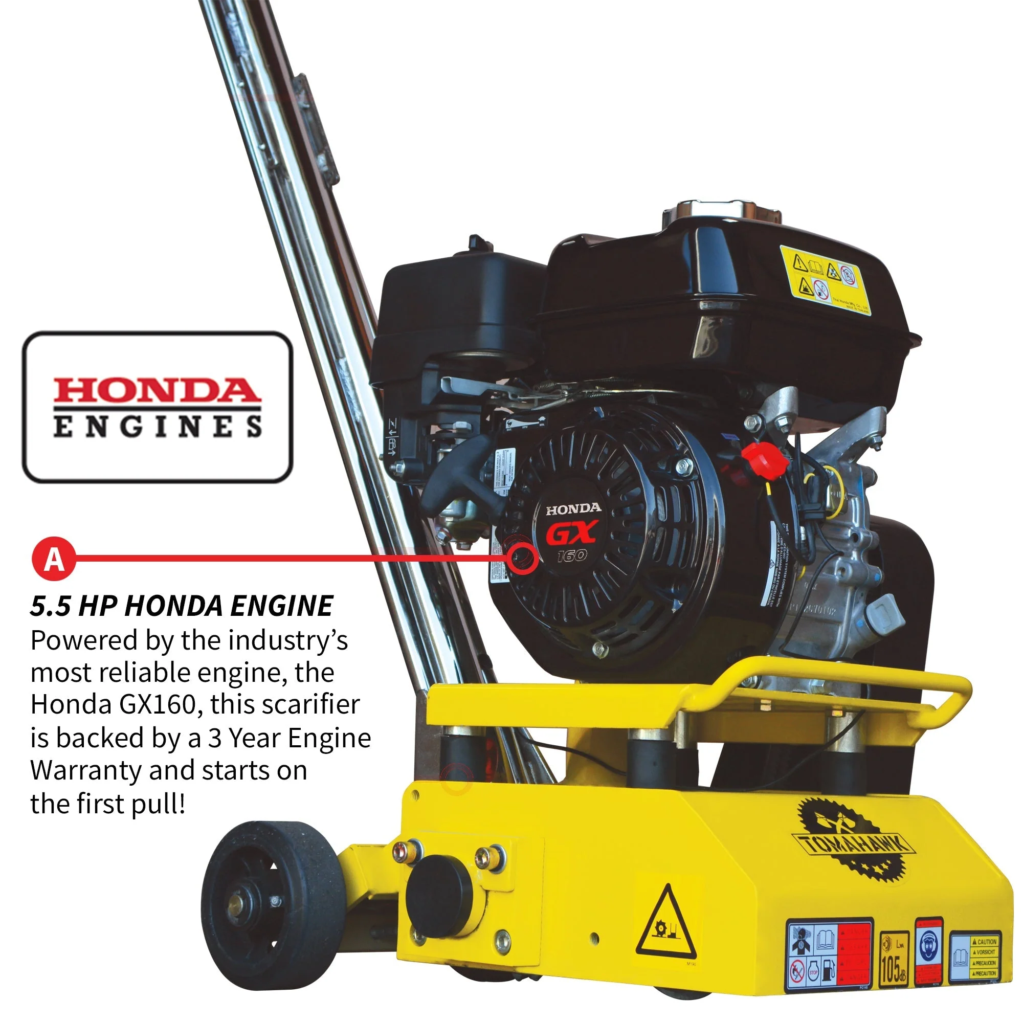 8” Gas Concrete Scarifier Planer Grinder with 5.5 HP Honda Engine & Drum - Image 7