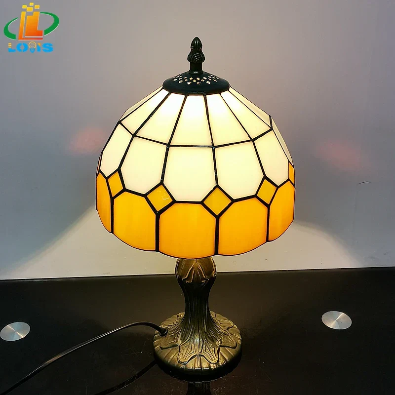 8" Nordic Plaid Table Lamp Modern Bedside Desk Light Green Purple Yellow Girls - Image 2