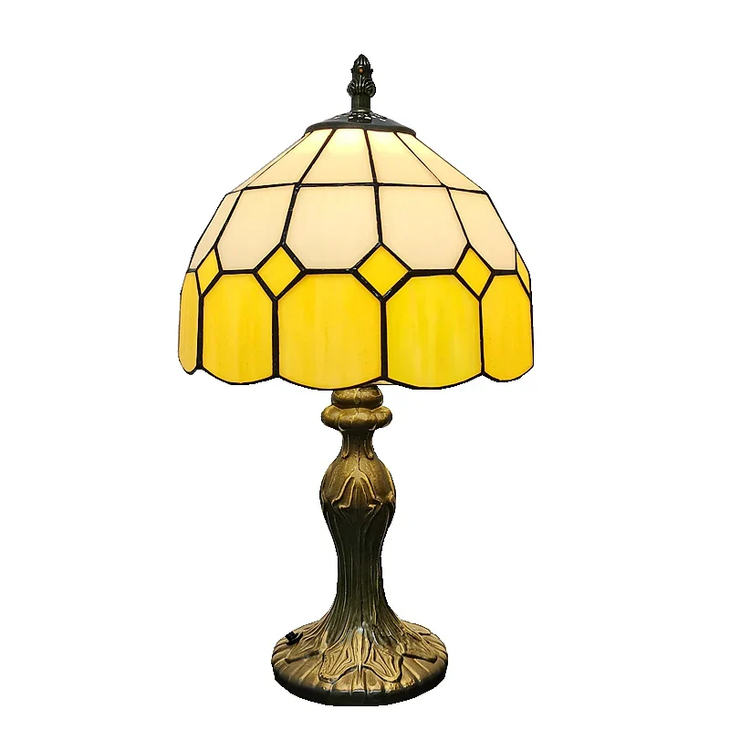 8" Nordic Plaid Table Lamp Modern Bedside Desk Light Green Purple Yellow Girls - Image 4