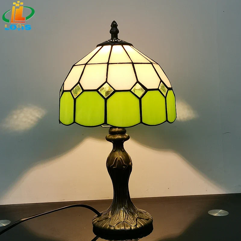 8" Nordic Plaid Table Lamp Modern Bedside Desk Light Green Purple Yellow Girls - Image 5