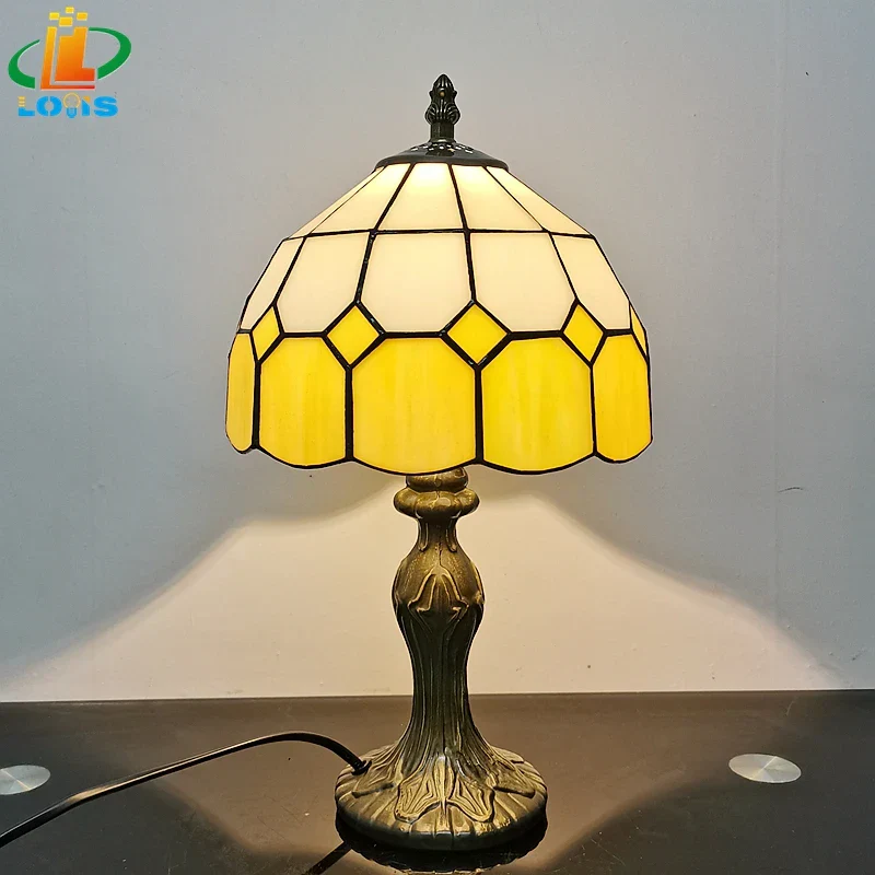 8" Nordic Plaid Table Lamp Modern Bedside Desk Light Green Purple Yellow Girls - Image 6