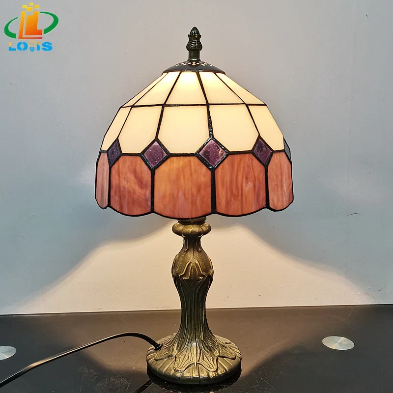 8" Nordic Plaid Table Lamp Modern Bedside Desk Light Green Purple Yellow Girls - Image 7
