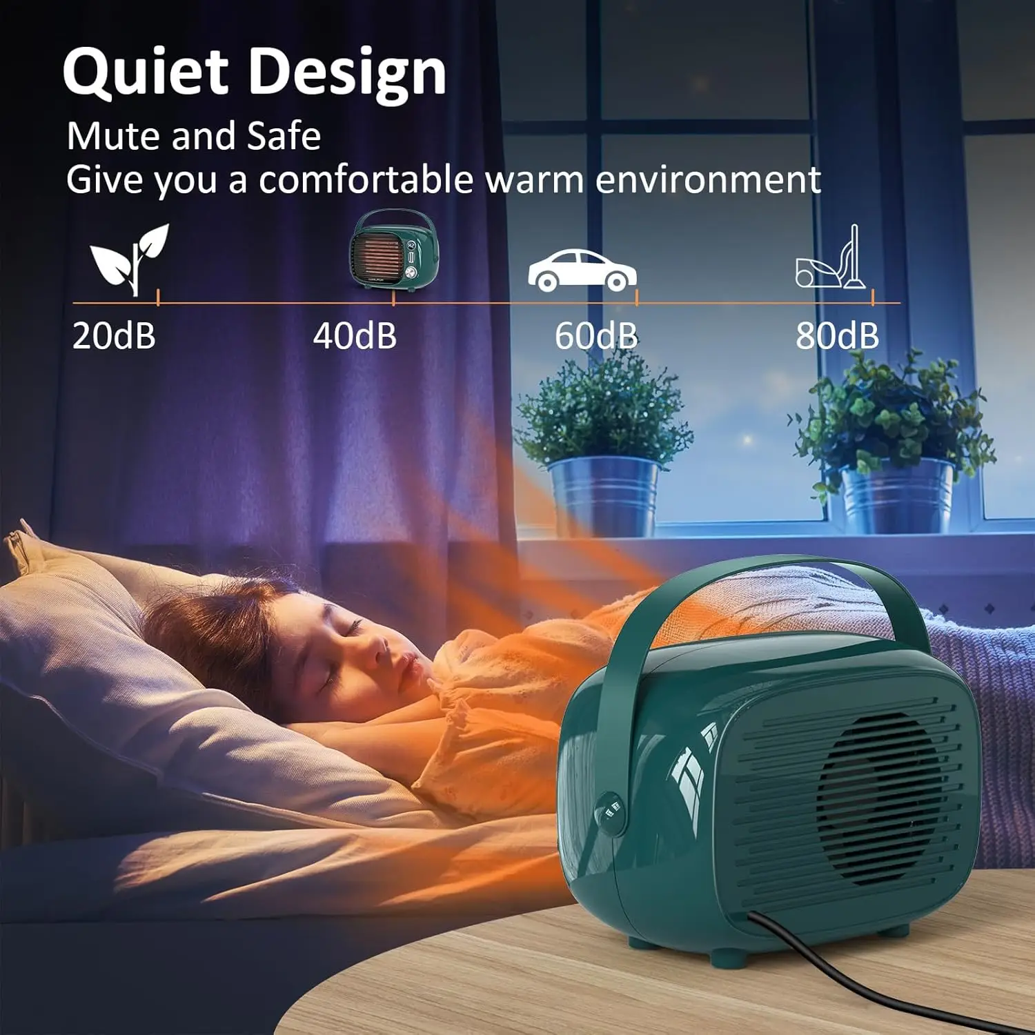 800W/500W Space Heater Quiet Ceramic Desk Heater with Temp Control for Home - Image 3