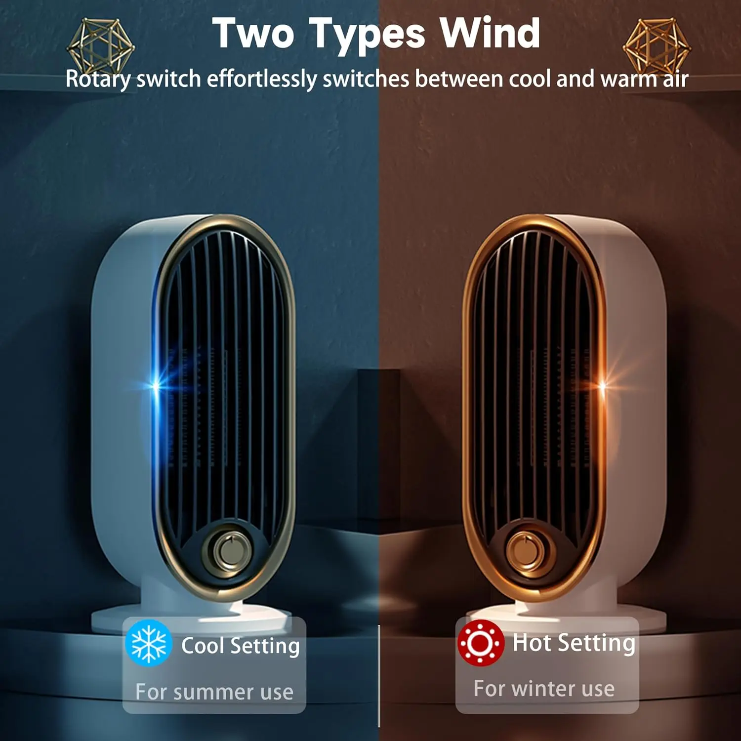 800W Portable Space Heater Fast Heating with Thermostat Tip-Over Protection - Image 4