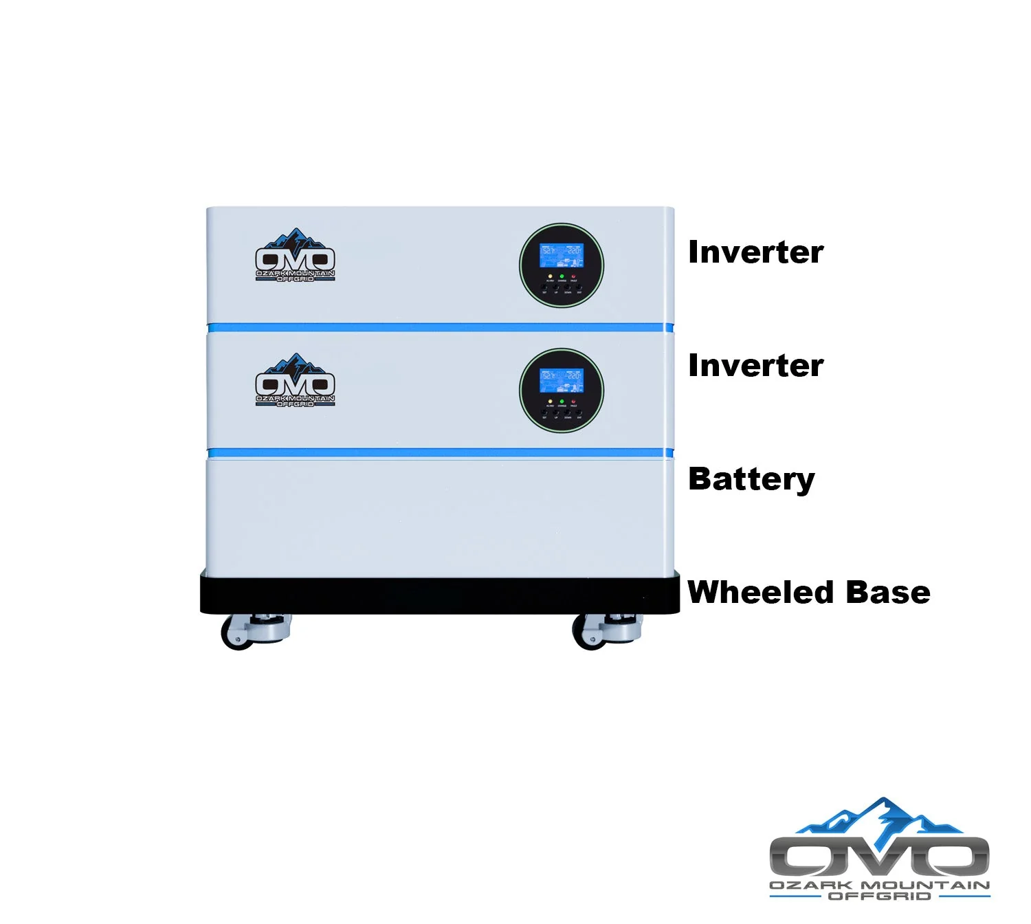 8KW OMO All-In-One Customizable Stacking Inverter/Battery System 120/240 11000W Total Inverter Output + 5.12K Lithium Battery + 8.8KW Solar Roof Mount - Image 2