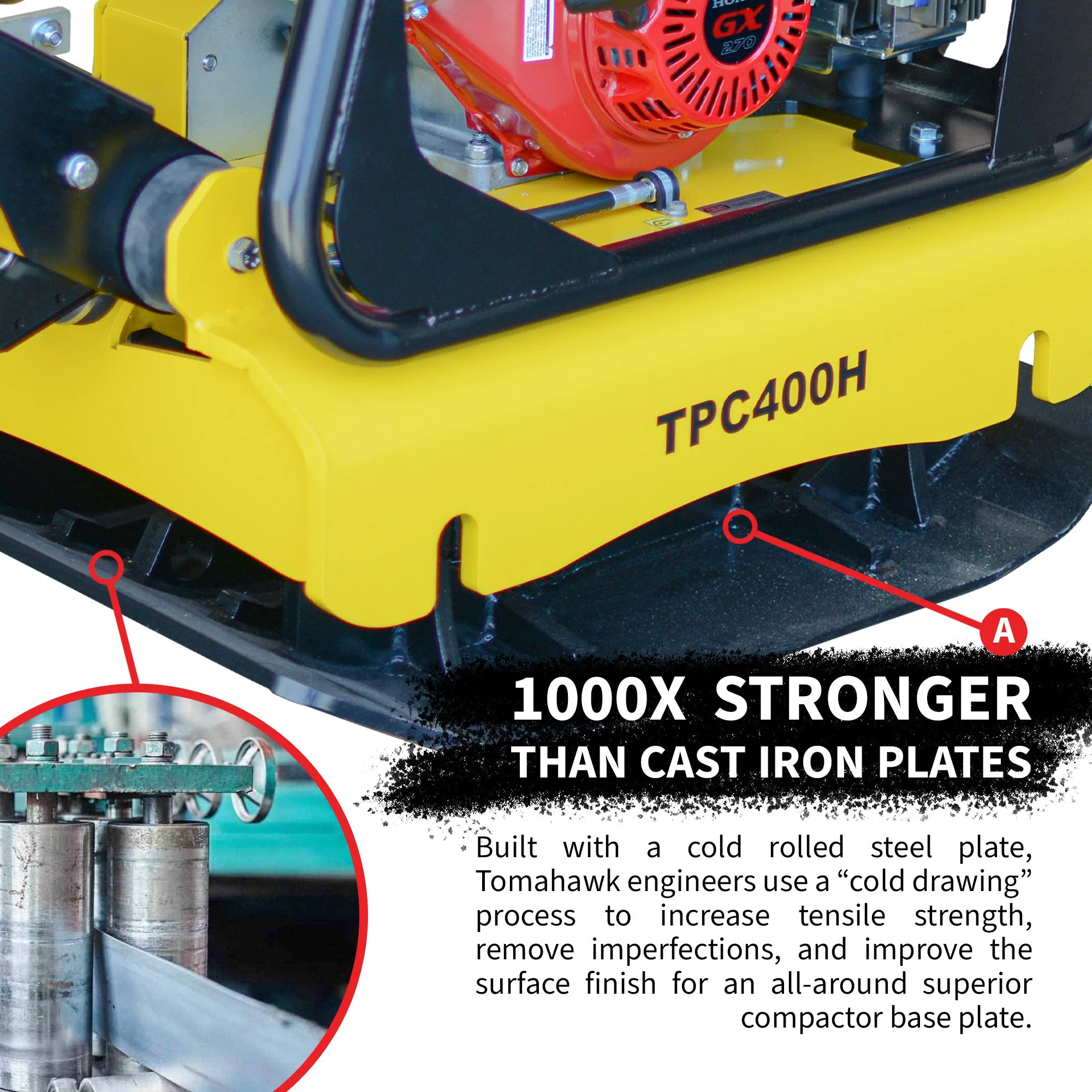 9HP Reverse Plate Compactor Honda GX270 Electric Start 11,690 lbs/ft² for Granular Cohesive Soil Compaction - Image 5