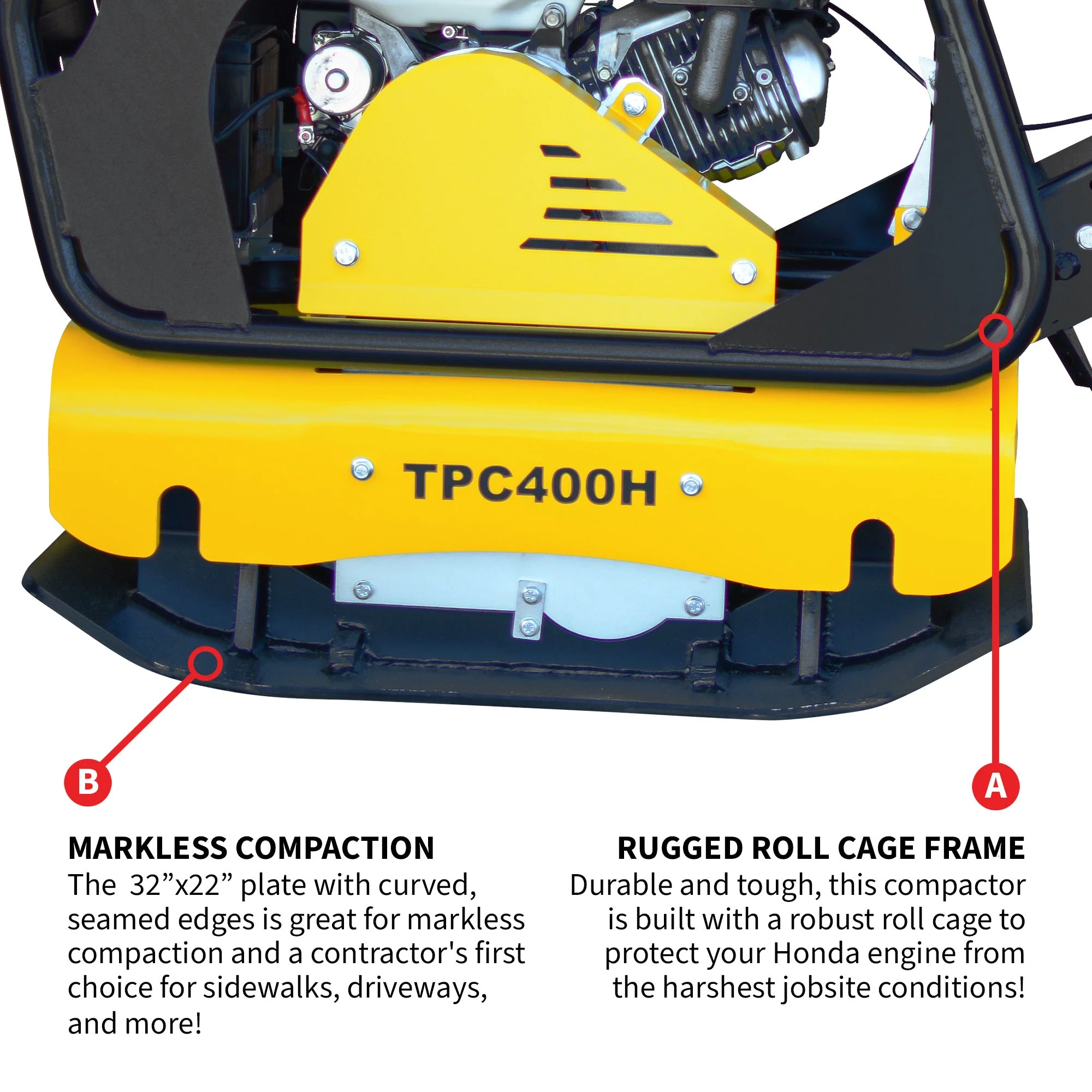 9HP Reverse Plate Compactor Honda GX270 Electric Start 11,690 lbs/ft² for Granular Cohesive Soil Compaction - Image 7