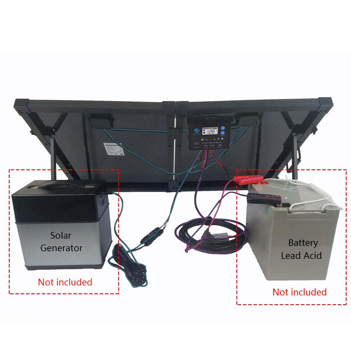 ACOPower 100w 12v Portable Solar Panel kit, Foldable Mono Suitcase, proteusX Waterproof 20A Charge Controller - Image 3
