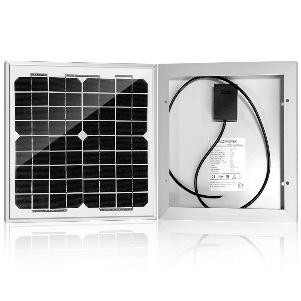 ACOPower 10W 12V Solar Charger Kit, 5A Charge Controller with Alligator Clips - Image 6