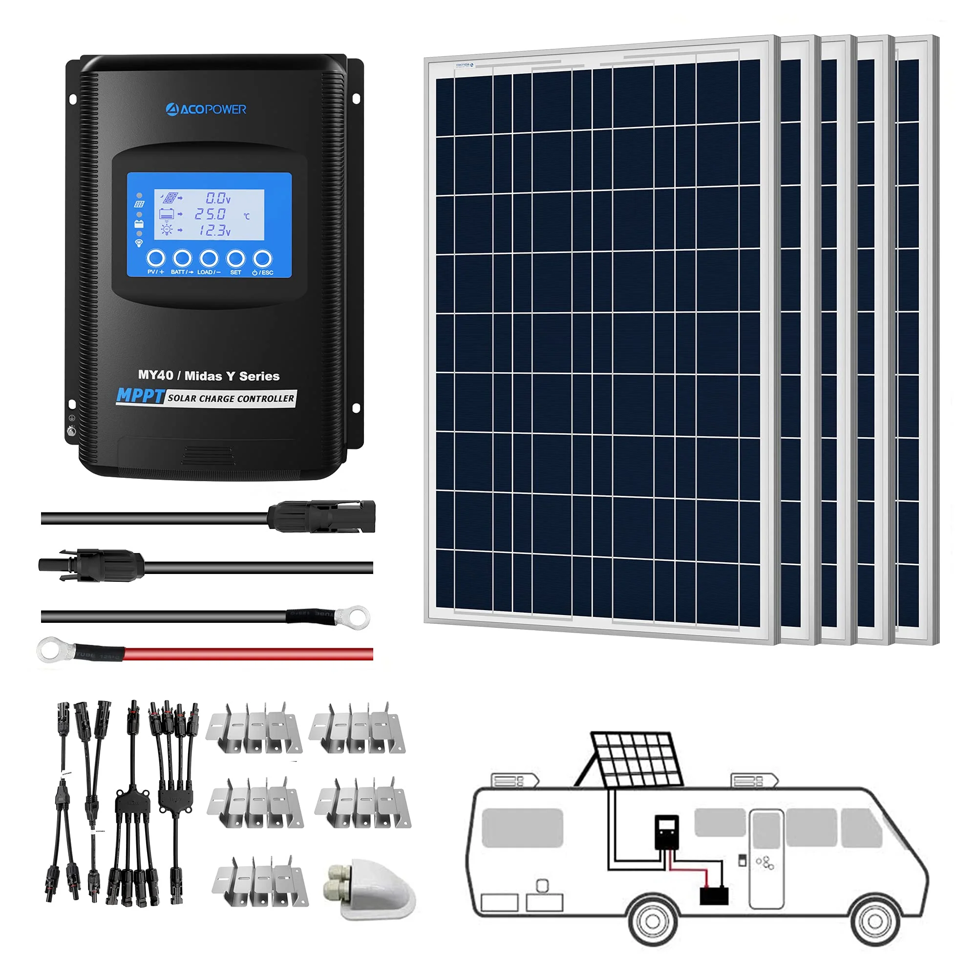ACOPOWER 12V  Polycrystalline Solar RV Kits + MPPT / PWM Charge Controller (SC) - Image 12