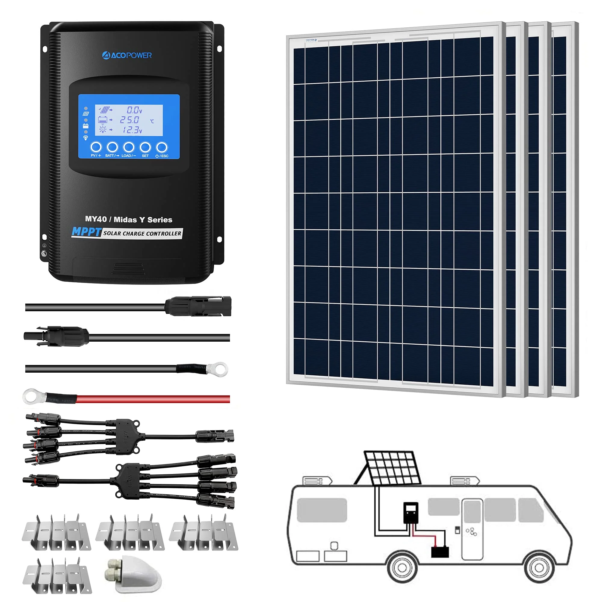 ACOPOWER 12V  Polycrystalline Solar RV Kits + MPPT / PWM Charge Controller (SC) - Image 13