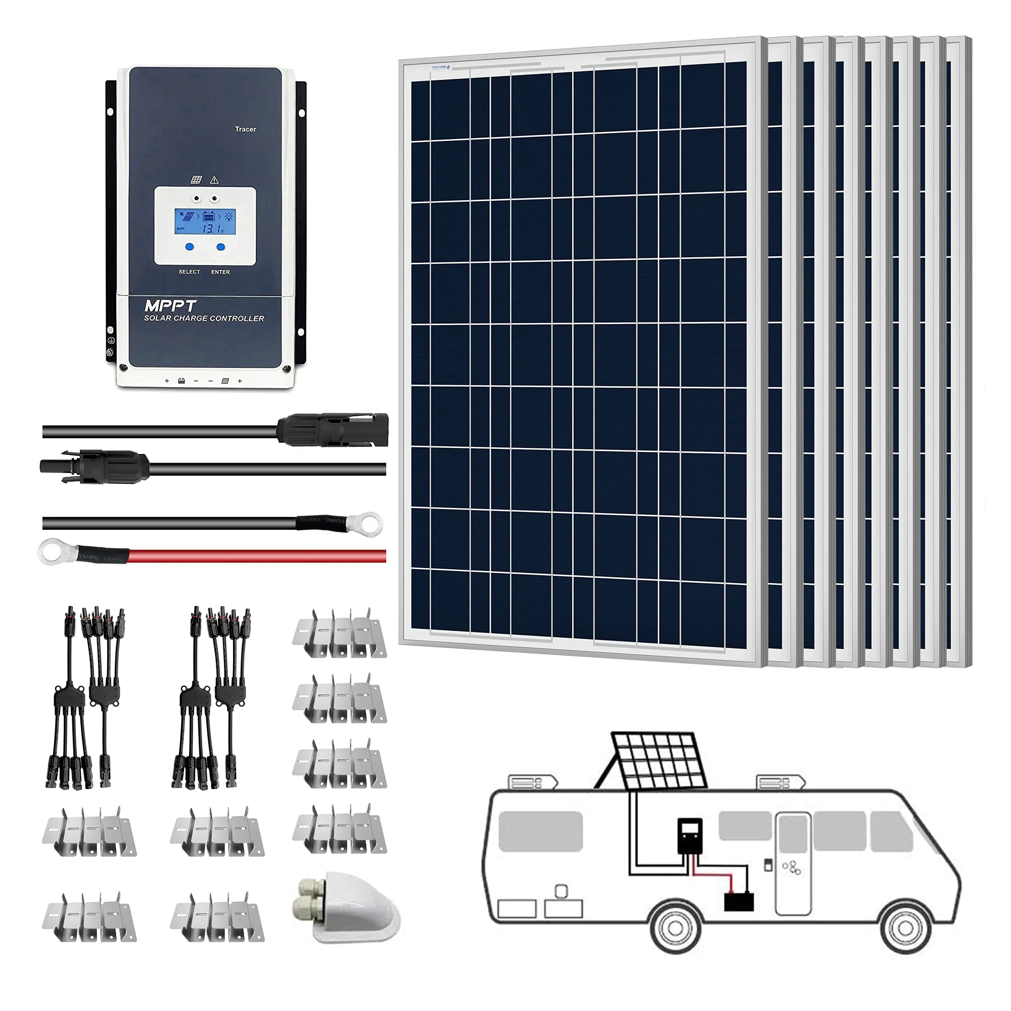 ACOPOWER 12V  Polycrystalline Solar RV Kits + MPPT / PWM Charge Controller (SC) - Image 18