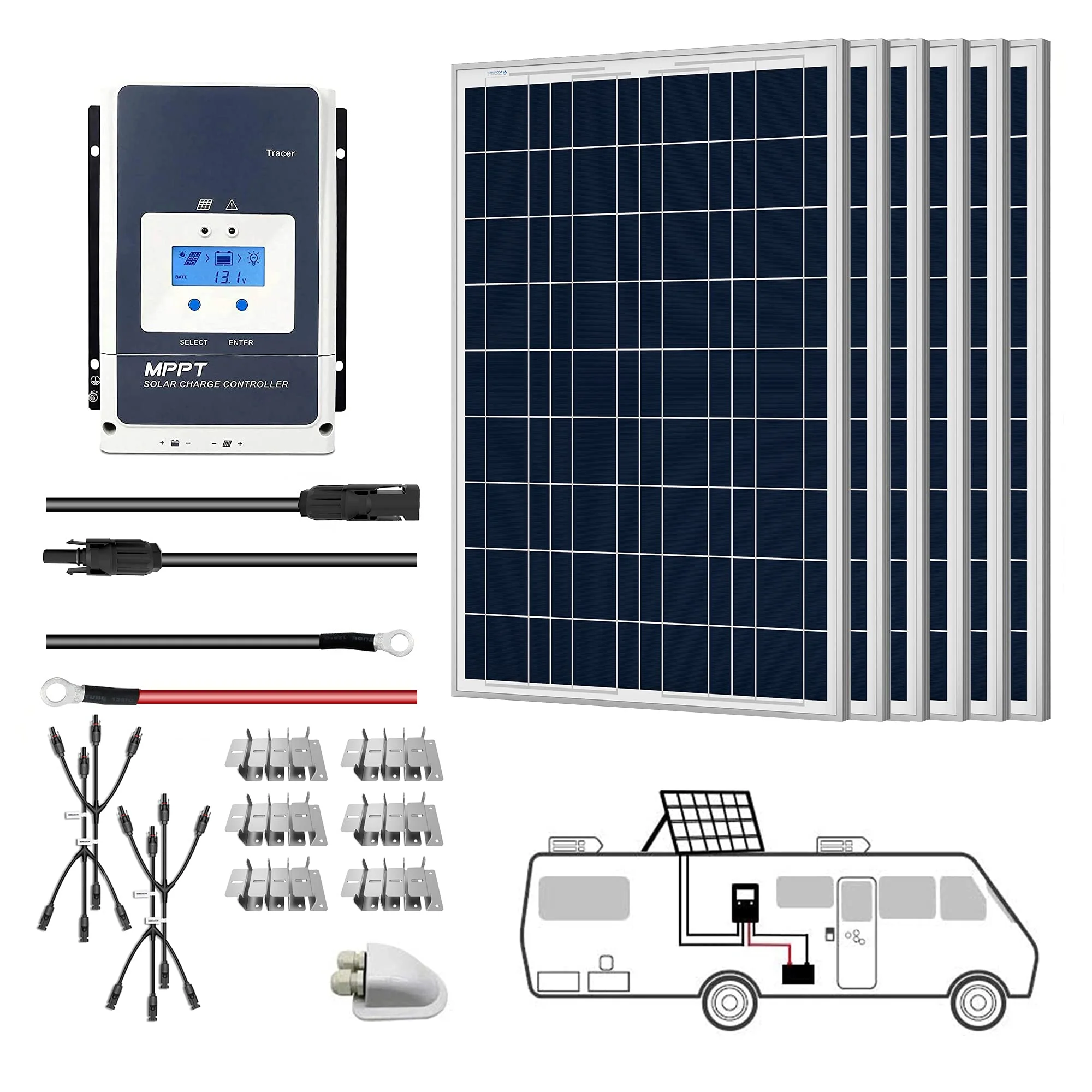 ACOPOWER 12V  Polycrystalline Solar RV Kits + MPPT / PWM Charge Controller (SC) - Image 19