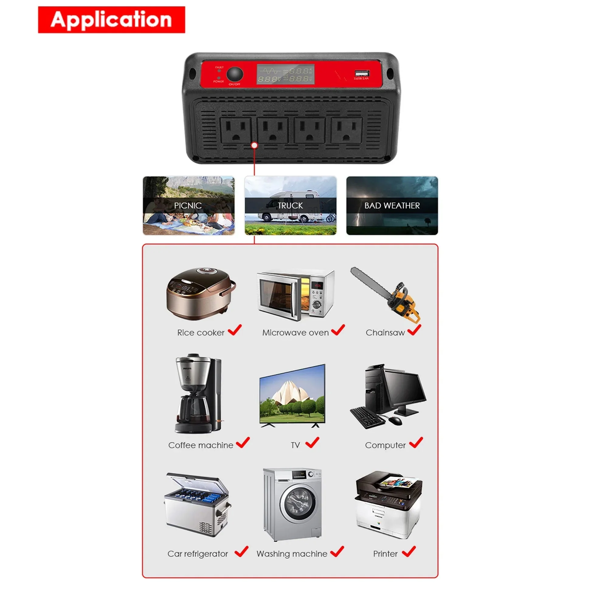 ACOPOWER 1500W 12V Pure Sine Wave Inverter - Image 7