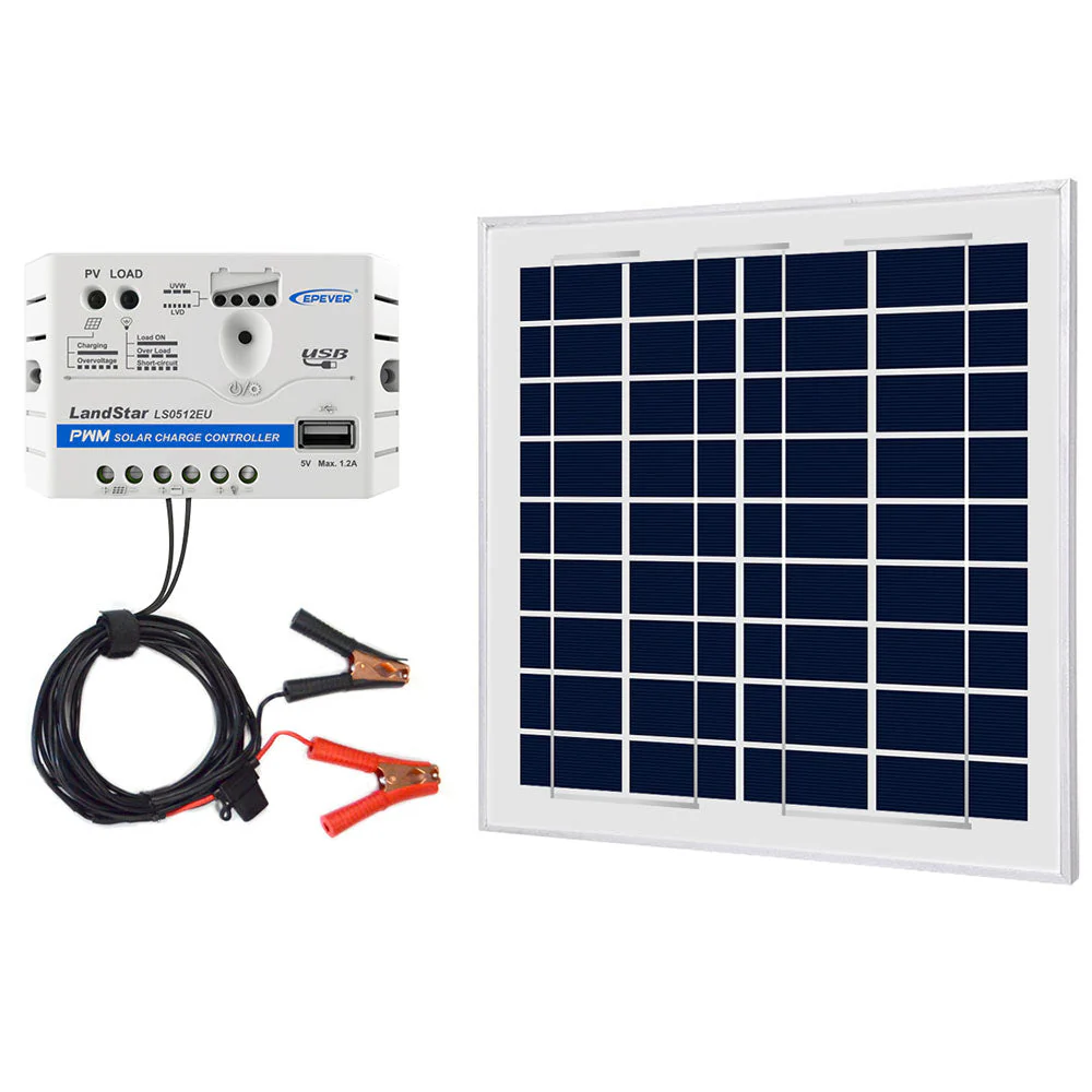 ACOPower 15W 12V Solar Charger Kit, 5A Charge Controller with Alligator Clips - Image 2