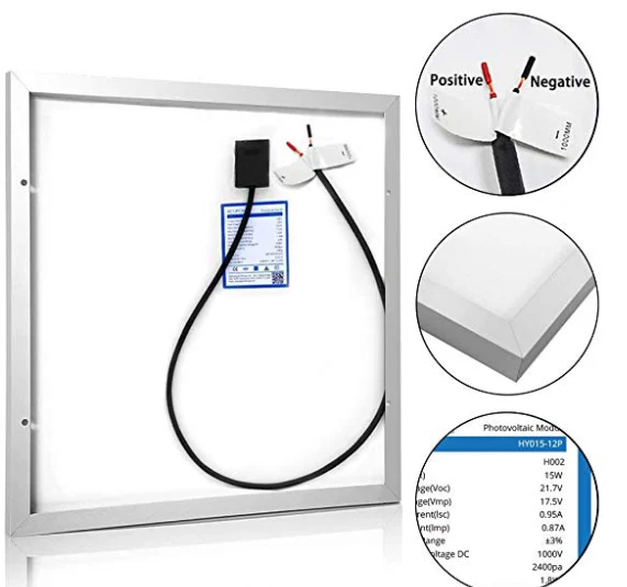 ACOPower 15W 12V Solar Charger Kit, 5A Charge Controller with Alligator Clips - Image 7