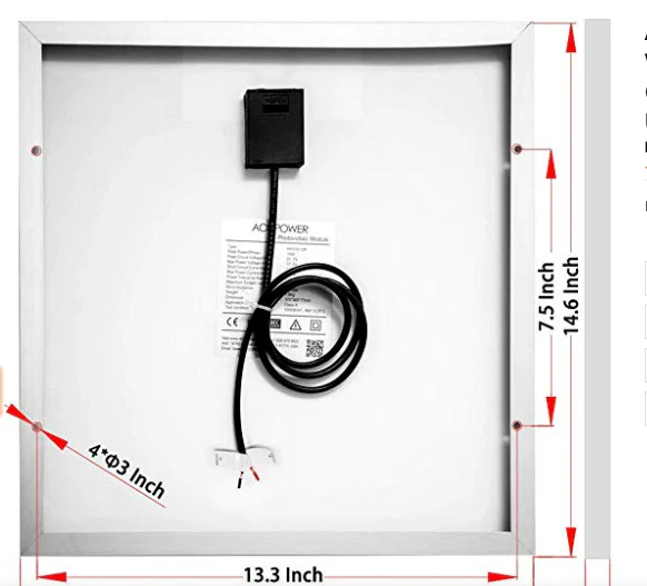 ACOPower 15W 12V Solar Charger Kit, 5A Charge Controller with Alligator Clips - Image 8